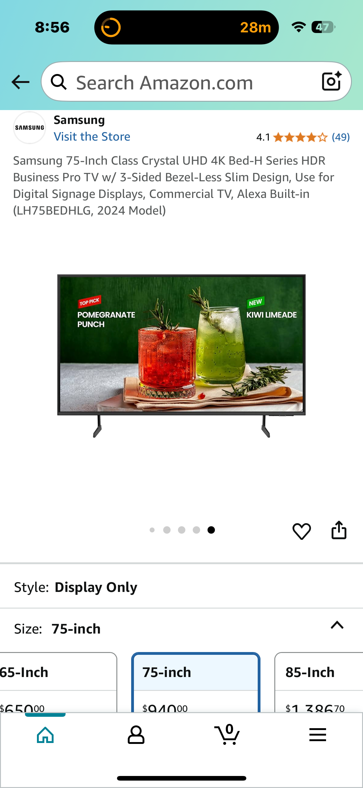 Samsung 75-Inch Class Crystal UHD 4K Bed-H Series HDR Business Pro TV w/ 3-Sided Bezel-Less Slim Design, Alexa Built-in (R660)