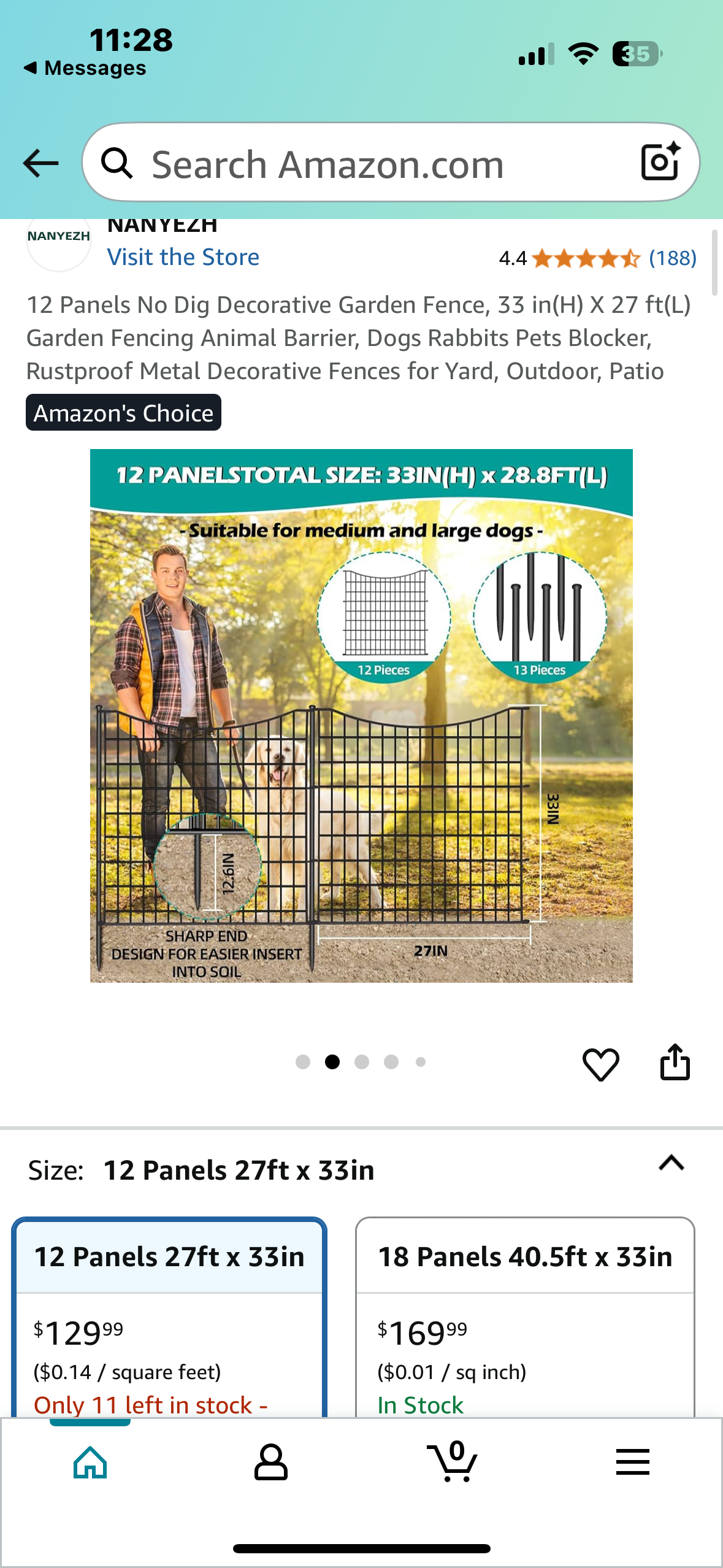 12 Panel No Dig Decorative Garden Fence, 33 in(H) X 27 ft(L), Garden Fencing, Animal Barrier, Rustproof Metal Decorative Fence for Yard, Outdoor, Patio (R659)
