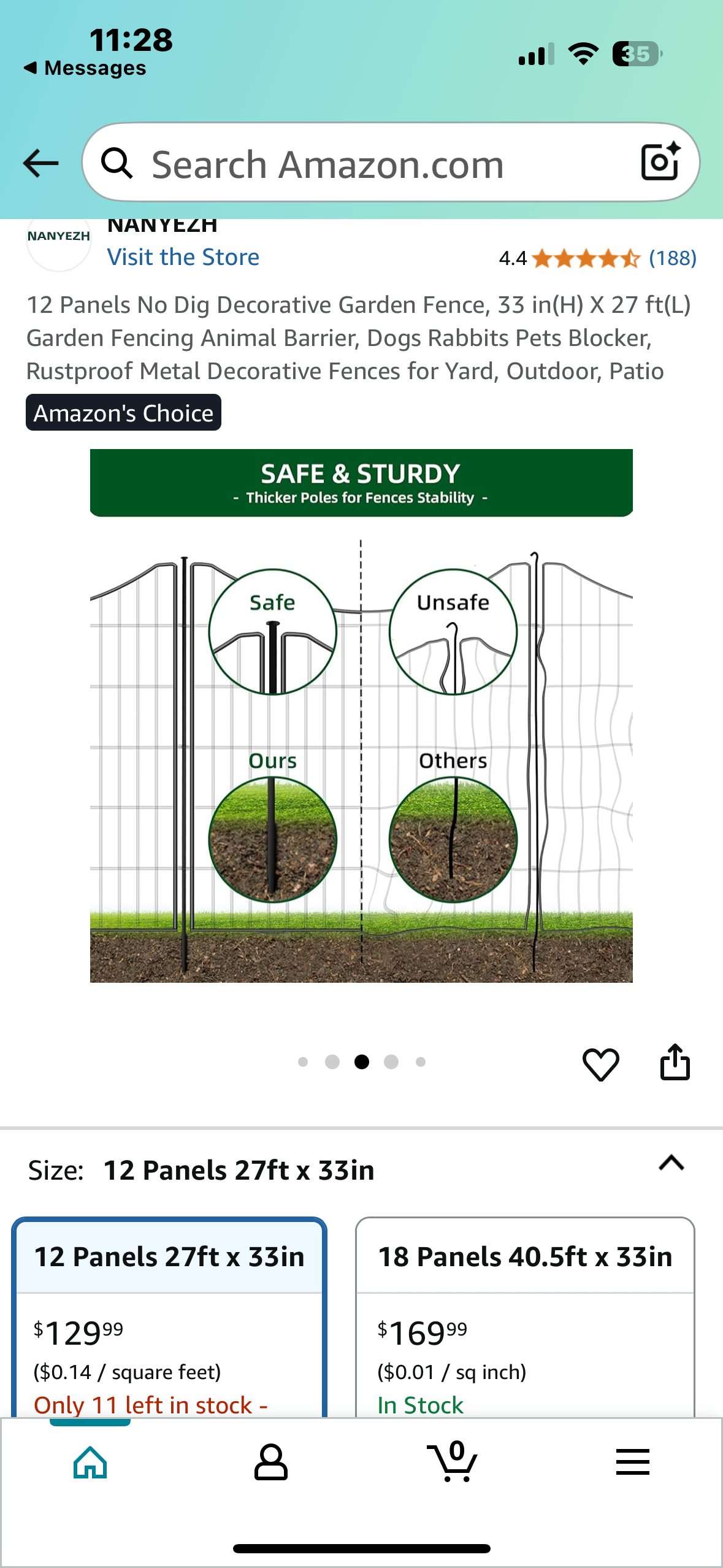 12 Panel No Dig Decorative Garden Fence, 33 in(H) X 27 ft(L), Garden Fencing, Animal Barrier, Rustproof Metal Decorative Fence for Yard, Outdoor, Patio (R659)