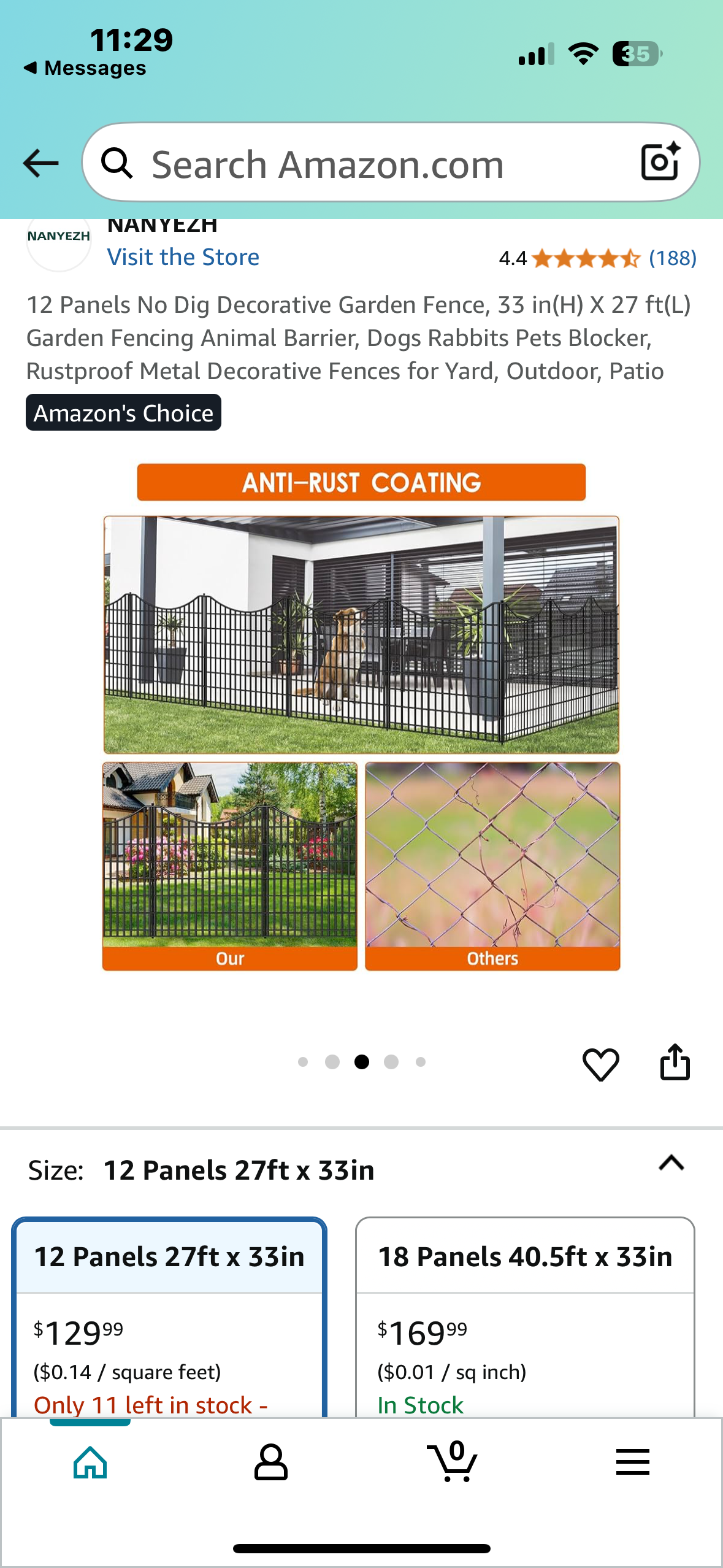 12 Panel No Dig Decorative Garden Fence, 33 in(H) X 27 ft(L), Garden Fencing, Animal Barrier, Rustproof Metal Decorative Fence for Yard, Outdoor, Patio (R659)