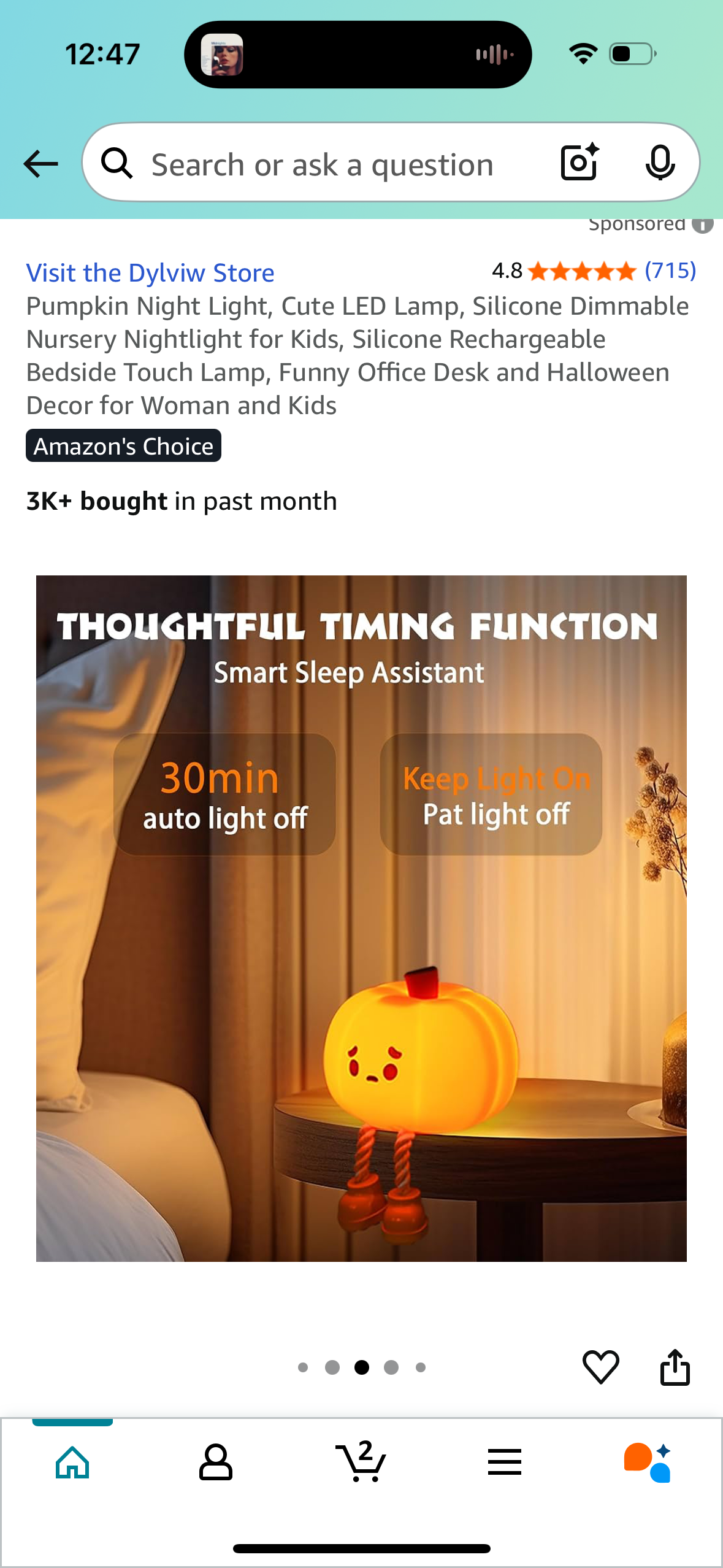 Pumpkin Night Light, Cute LED Lamp, Silicone Dimmable Nursery Nightlight for Kids, Silicone Rechargeable Bedside Touch Lamp, Funny Office Desk and Halloween Decor for Woman and Kids
