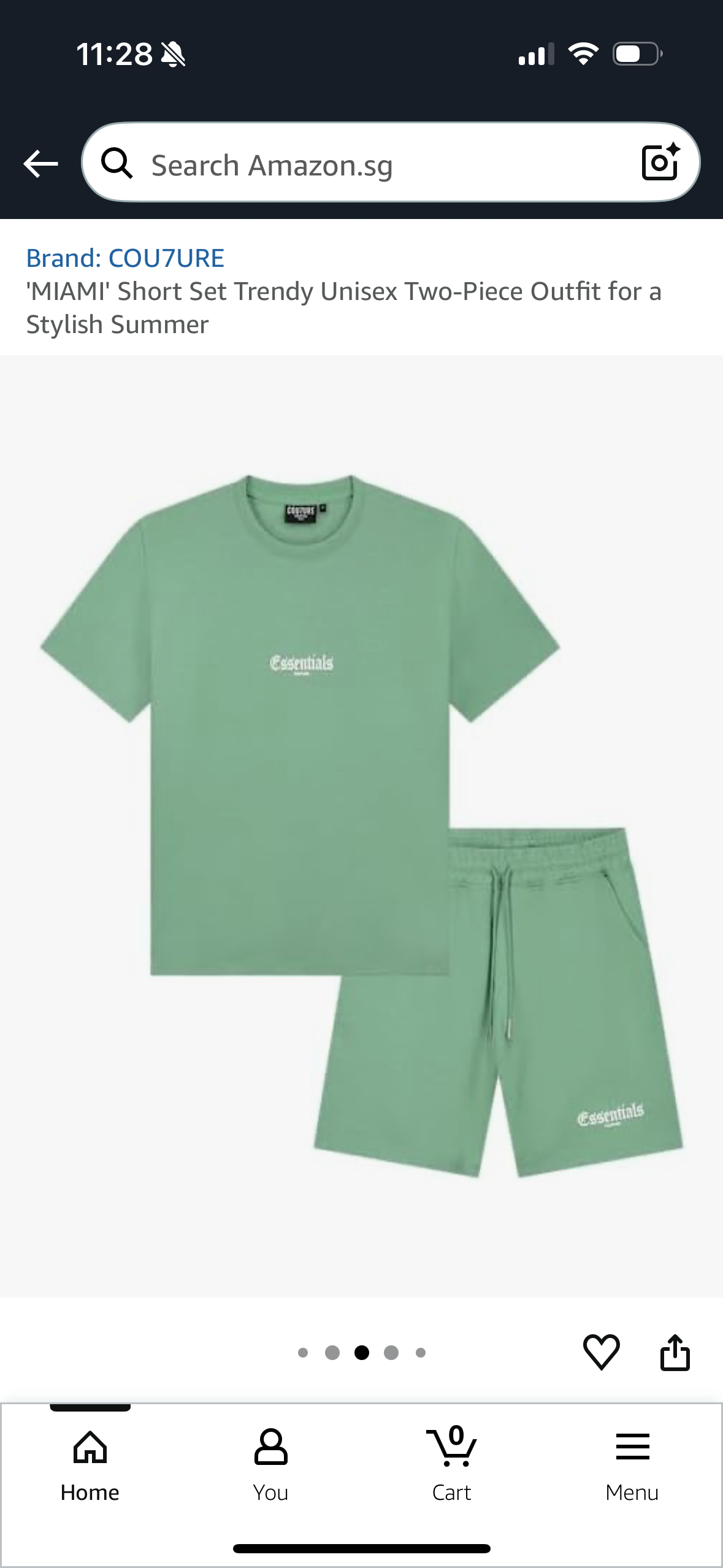 Essentials ‘MIAMI' Short Set Trendy Unisex Two-Piece Outfit for a Stylish Summer, Green (Size Medium)