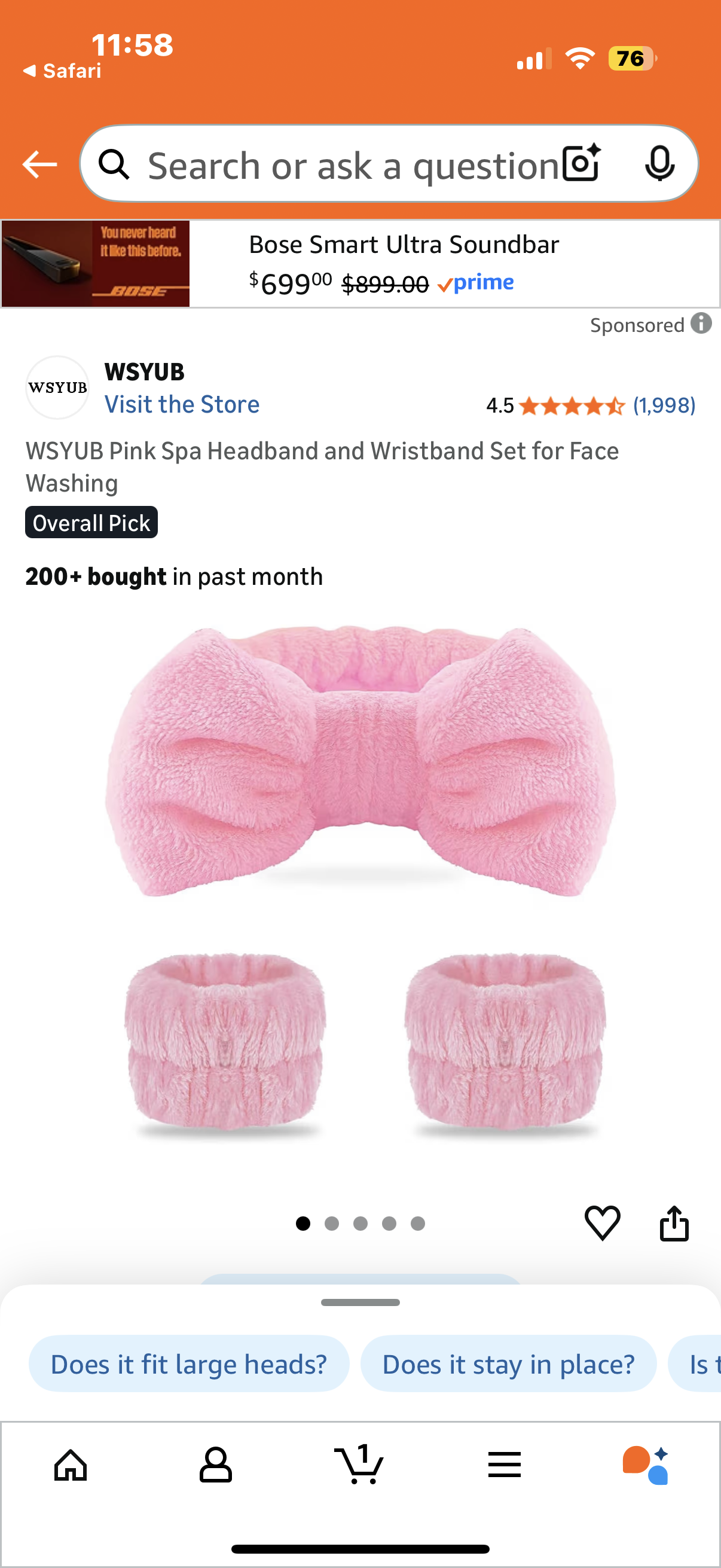 Pink Spa Headband and Wristband Set
