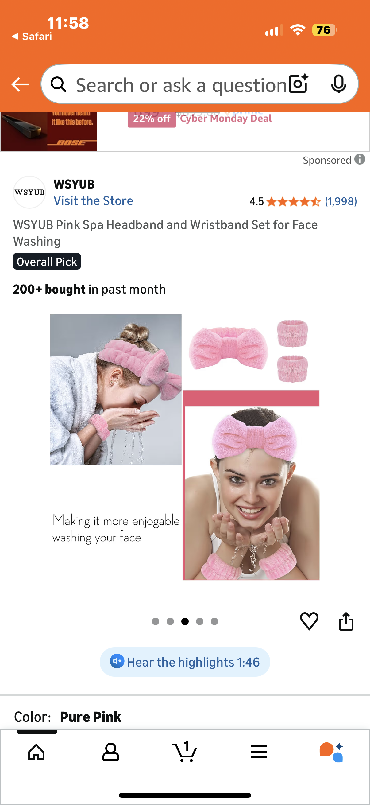 ‼️2 for $4‼️ Pink Spa Headband and Wristband Set for Face Washing
