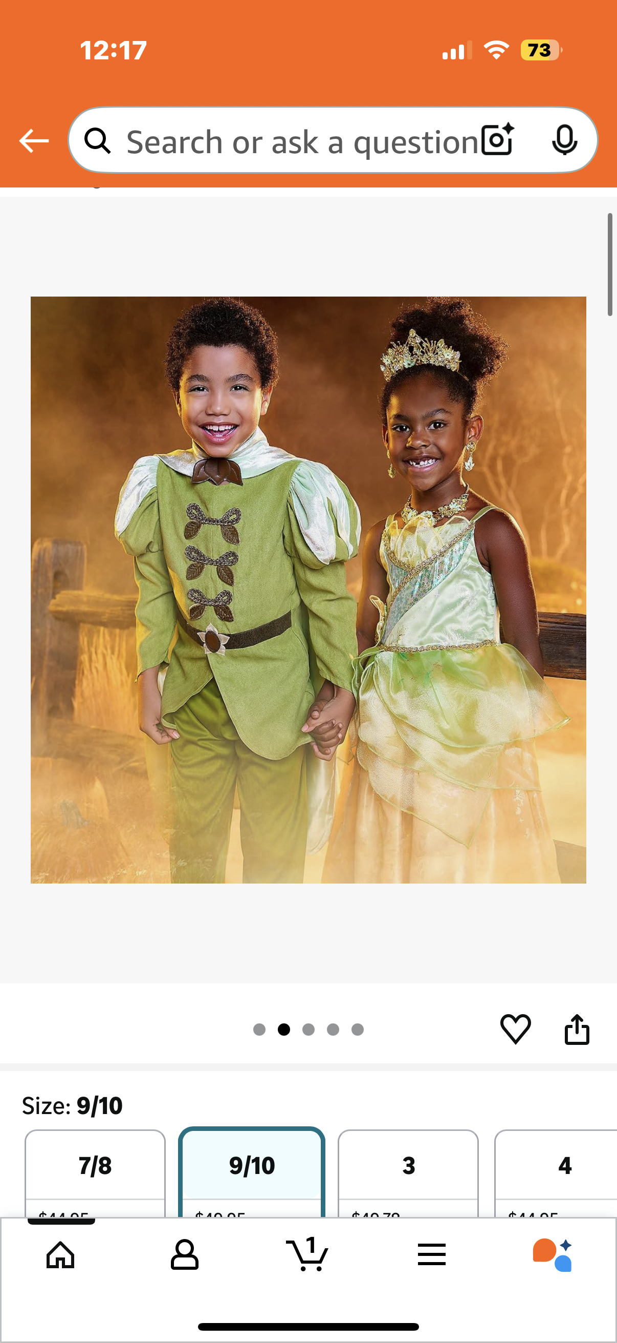Disney Prince Naveen Costume for Kids – The Princess and The Frog (Size 9-10)