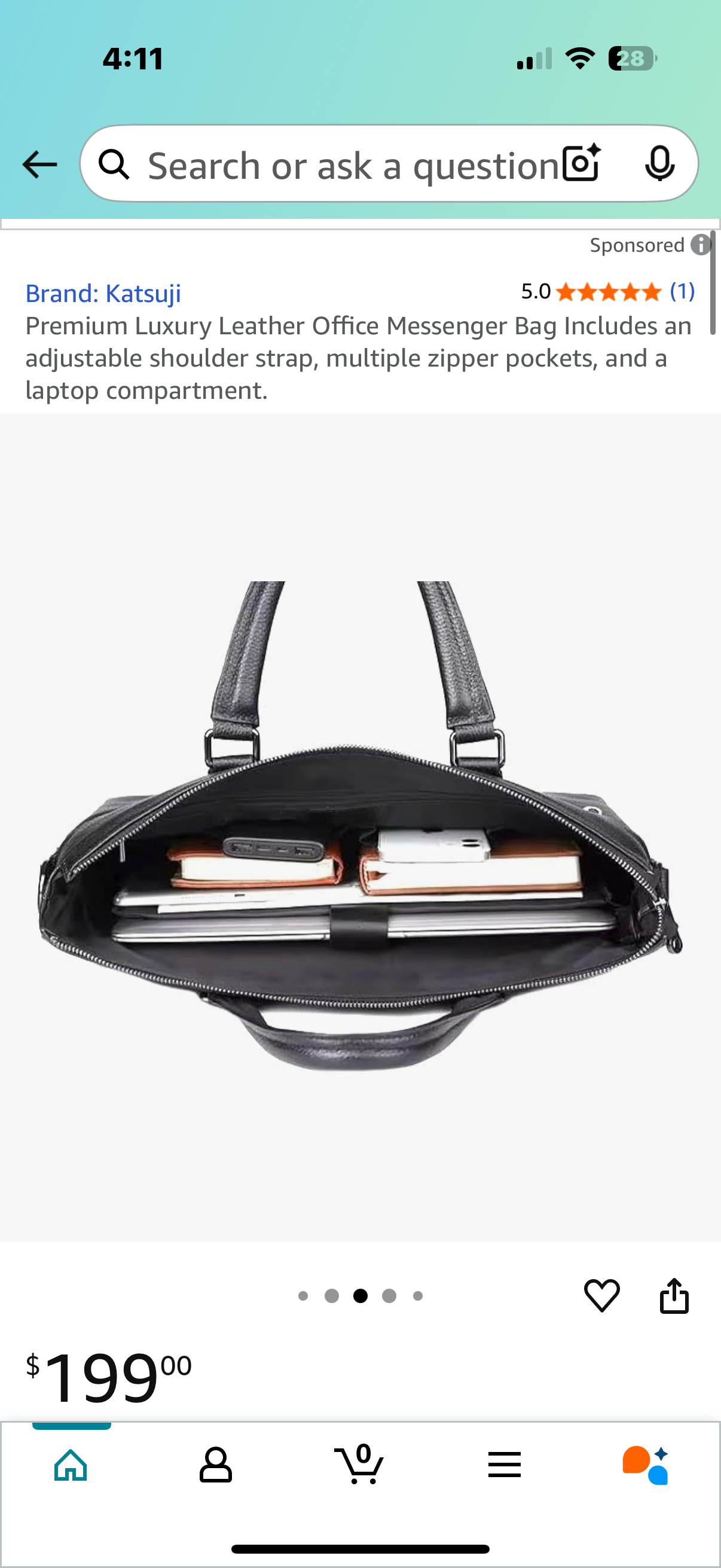 Premium Luxury Leather Office Messenger Bag Includes an adjustable shoulder strap, multiple zipper pockets, and a laptop compartment