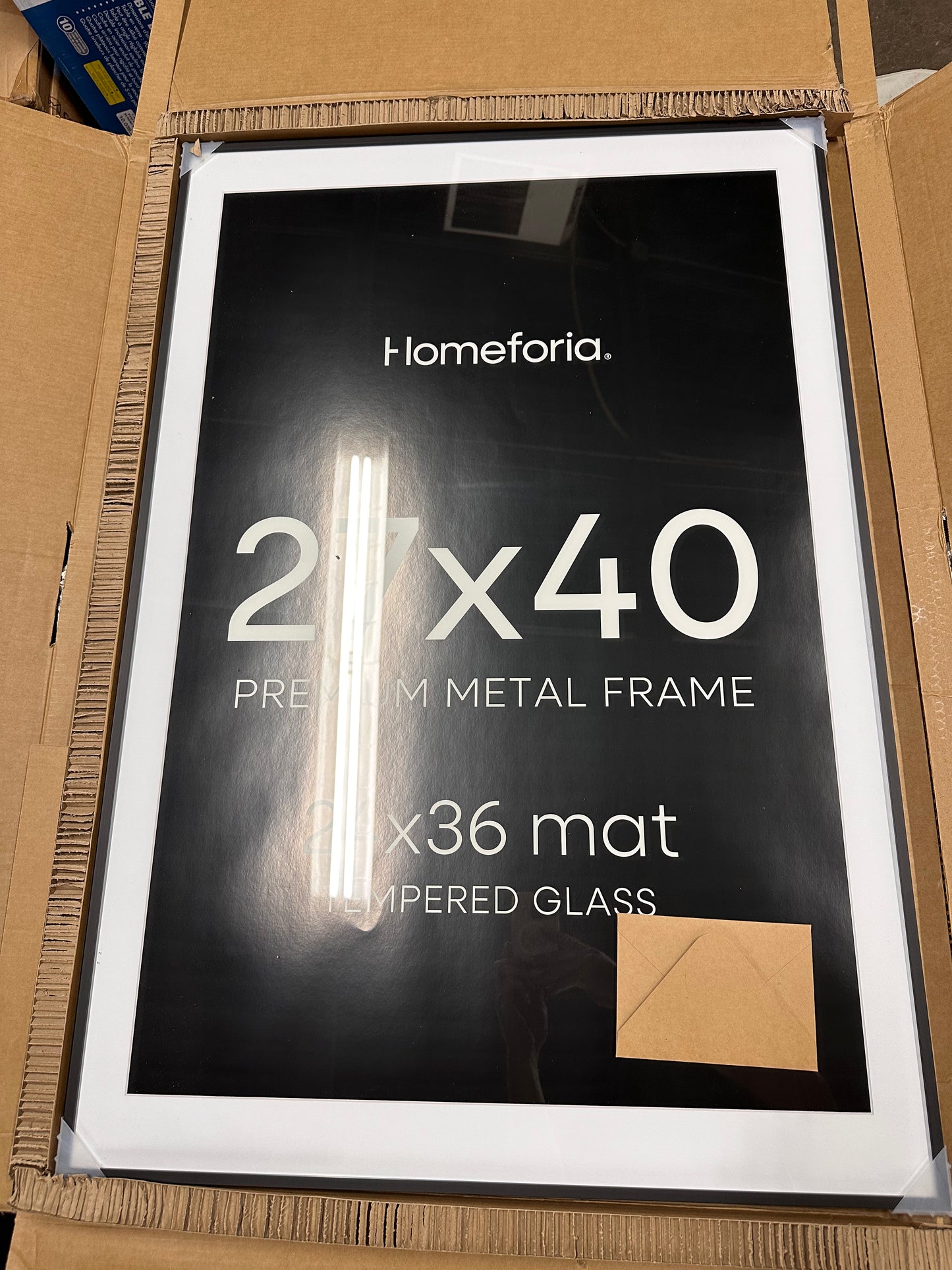 Homeforia 27x40 inch Frame, High End Metal Frame with Mat, Tempered Glass, Wall Kit, Set of 1 (L991)