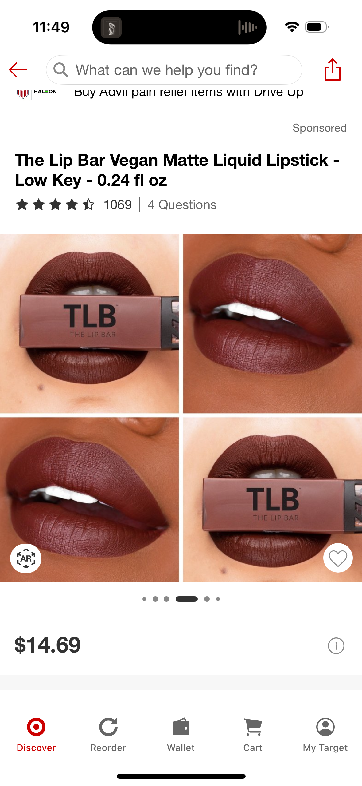 The Lip Bar Vegan Matte Liquid Lipstick - Low Key - 0.24 fl oz