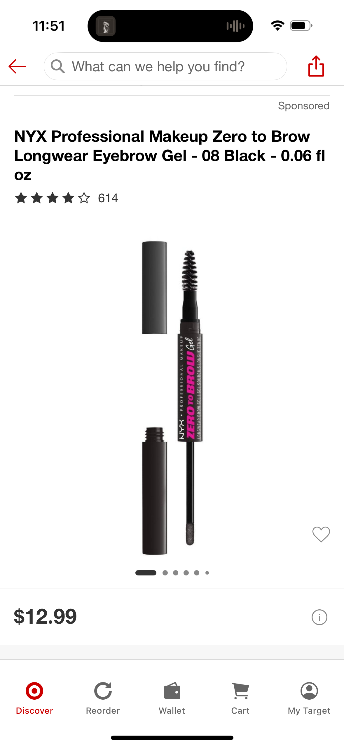 NYX Professional Makeup Zero to Brow Longwear Eyebrow Gel - 08 Black - 0.06 fl OZ