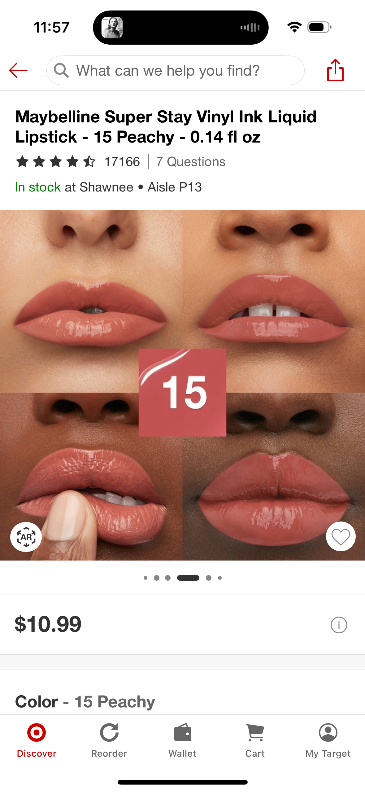 Maybelline Super Stay Vinyl Ink Liquid Lipstick - 15 Peachy - 0.14 fl oz
