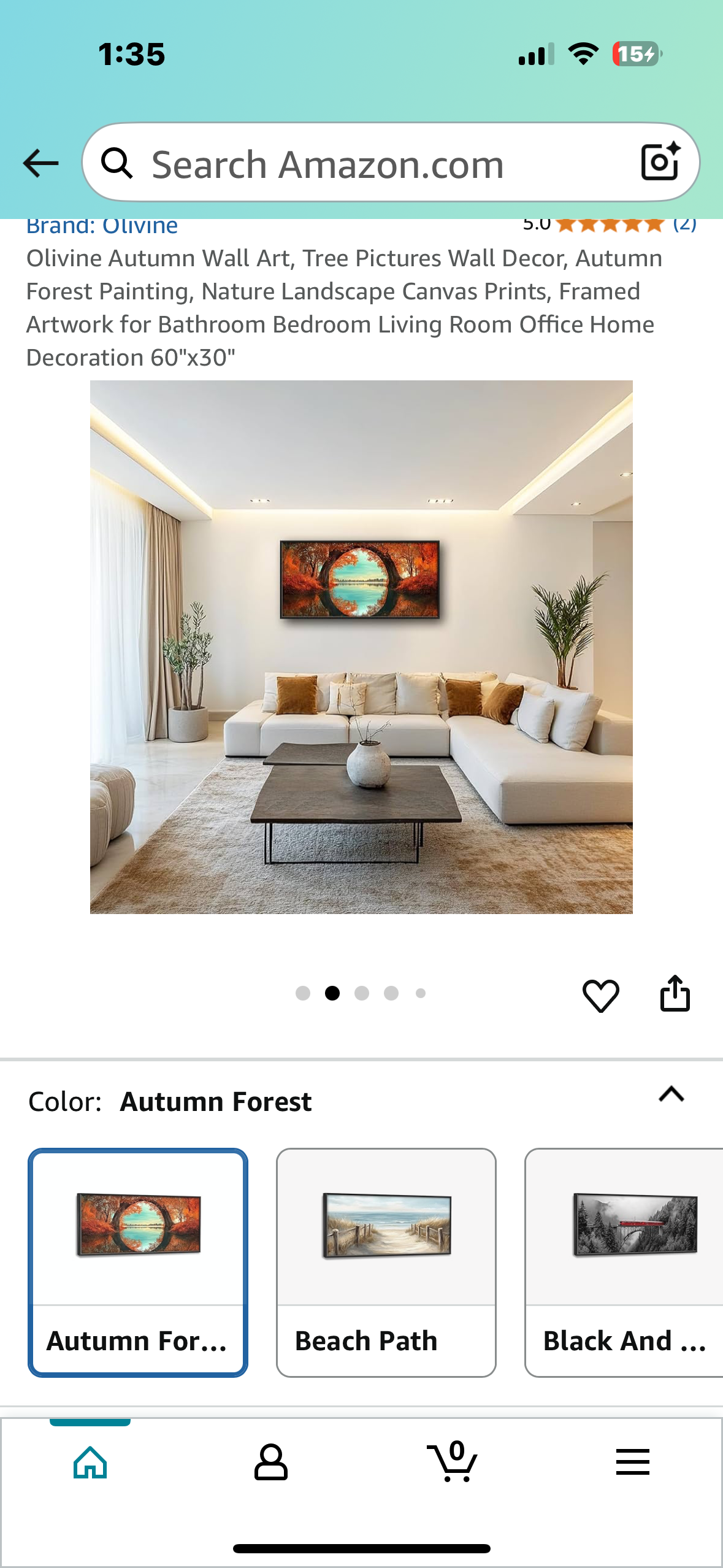 Olivine Autumn Wall Art, Autumn Forest Painting, Nature Landscape Canvas Print, Framed Artwork for Bedroom, Living Room, Office, Home Decoration 60"x30" (L992)