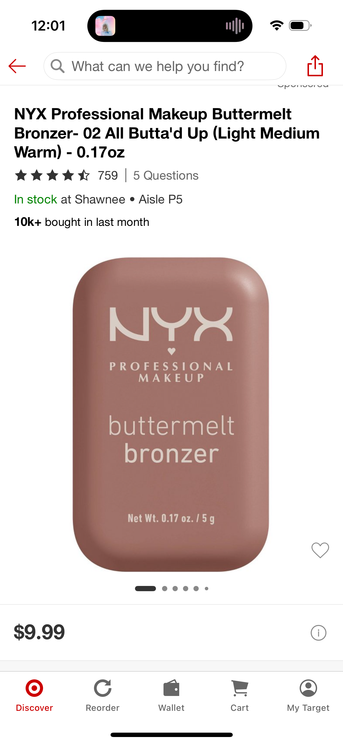 NYX Professional Makeup Buttermelt Bronzer- 02 All Butta'd Up (Light Medium Warm) - 0.17oz