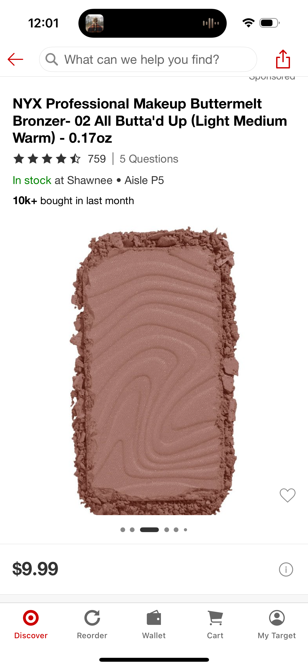 NYX Professional Makeup Buttermelt Bronzer- 02 All Butta'd Up (Light Medium Warm) - 0.17oz
