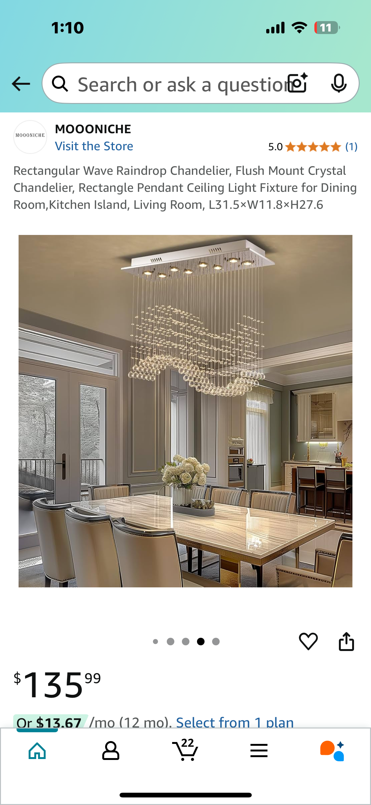 Rectangular Wave Raindrop Chandelier, L31.5×W11.8×H27.6 (L885)