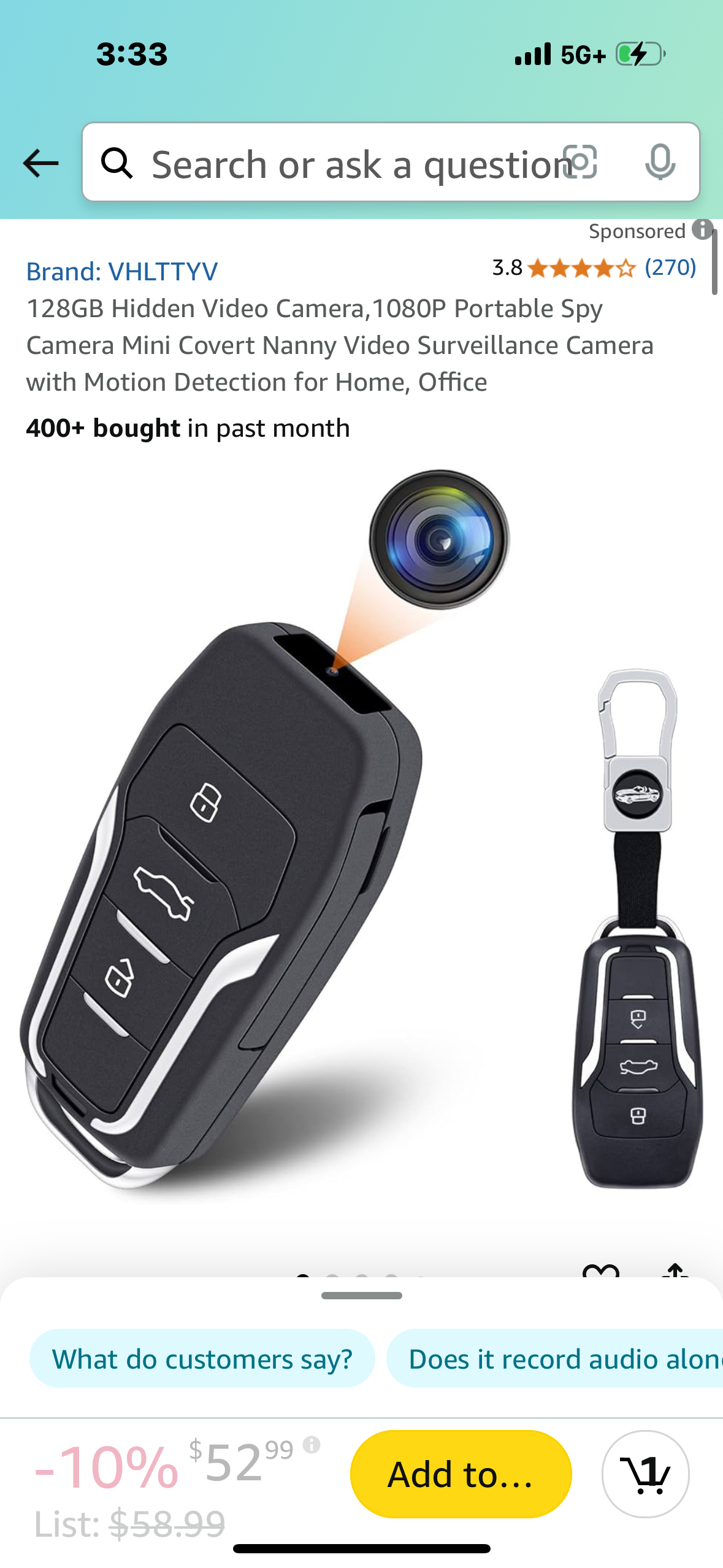 128GB Hidden Video Camera,1080P Portable Spy Camera Mini Covert Nanny Video Surveillance Camera with Motion Detection for Home, Office