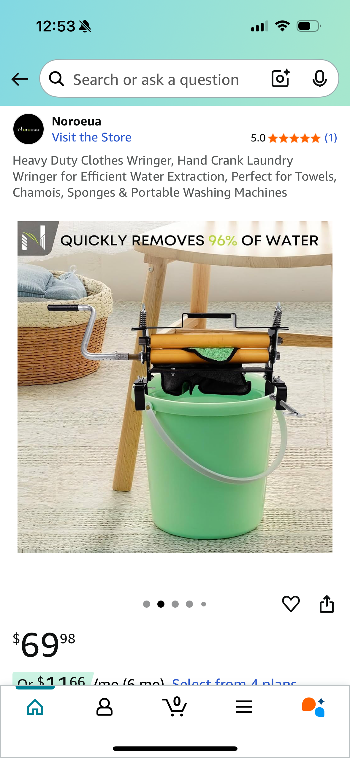 Heavy Duty Clothes Wringer, Hand Crank Laundry Wringer for Efficient Water Extraction, Perfect for Towels, Chamois, Sponges & Portable Washing Machines