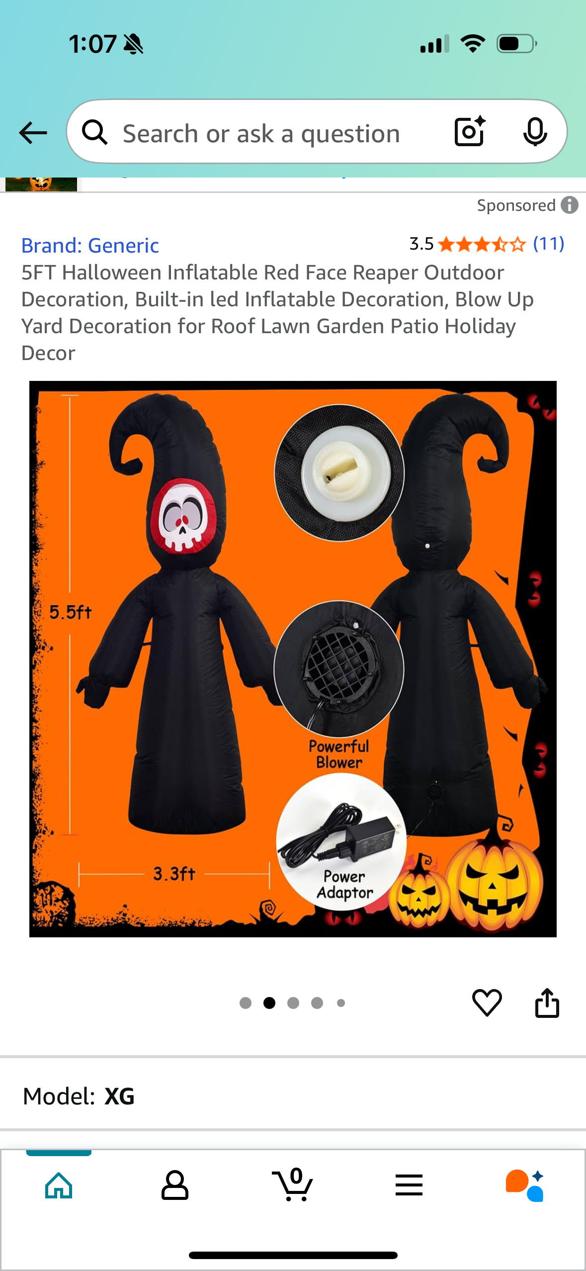 5FT Halloween Inflatable Red Face Reaper Outdoor Decoration, Built-in led Inflatable Decoration, Blow Up Yard Decoration for Roof Lawn Garden Patio Holiday Decor