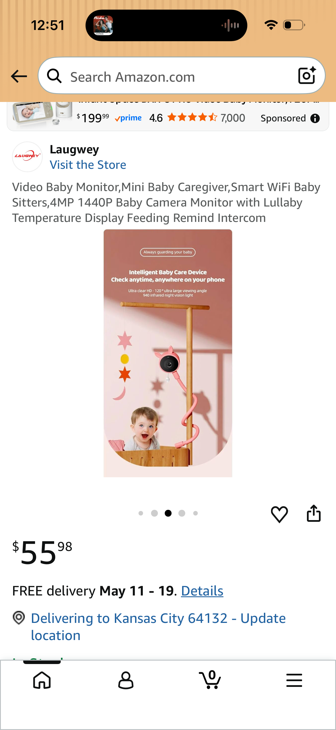 Video Baby Monitor,Mini Baby Caregiver,Smart WiFi Baby Sitters,4MP 1440P Baby Camera Monitor with Lullaby Temperature Display Feeding Remind Intercom