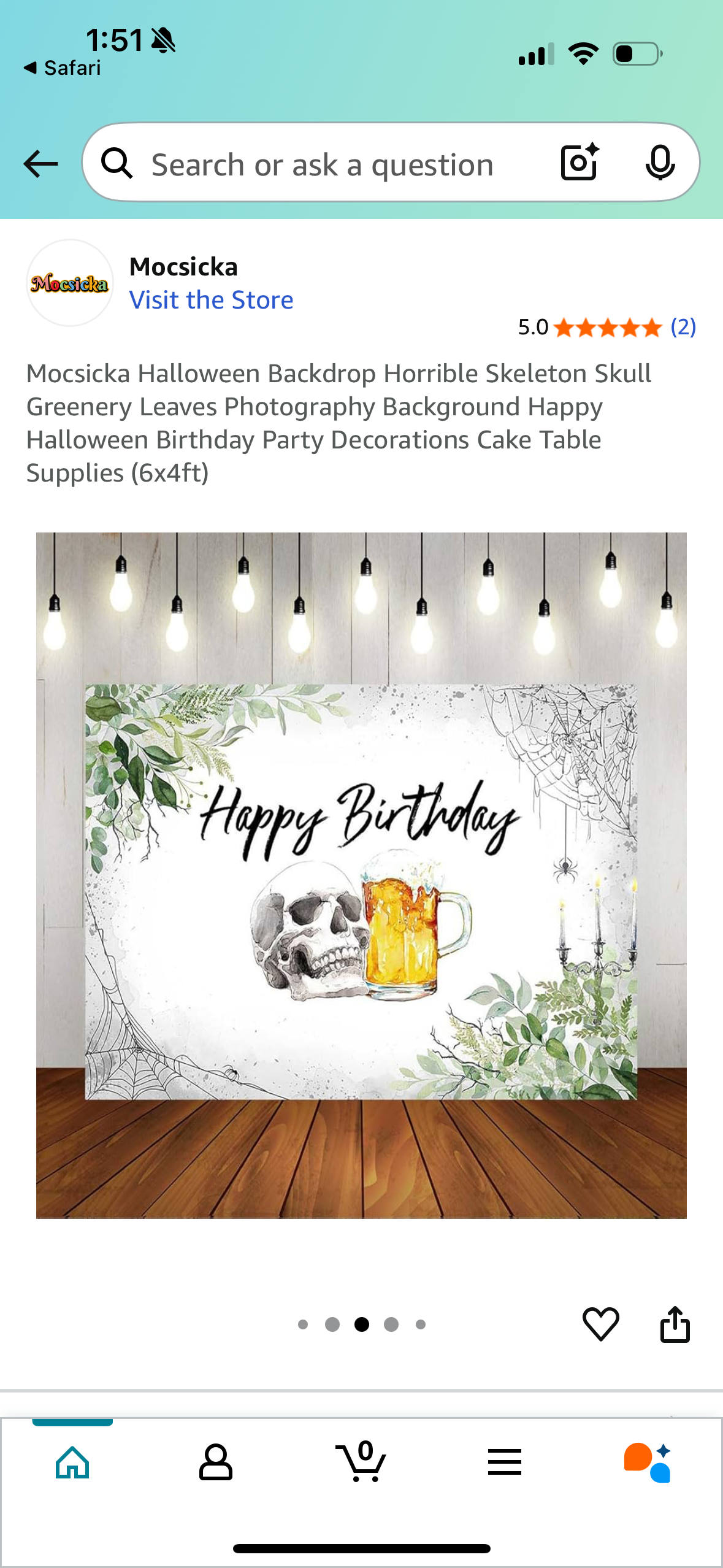 Mocsicka Halloween Backdrop Horrible Skeleton Skull Greenery Leaves Photography Background Happy Halloween Birthday Party Decorations Cake Table Supplies (7x5ft)