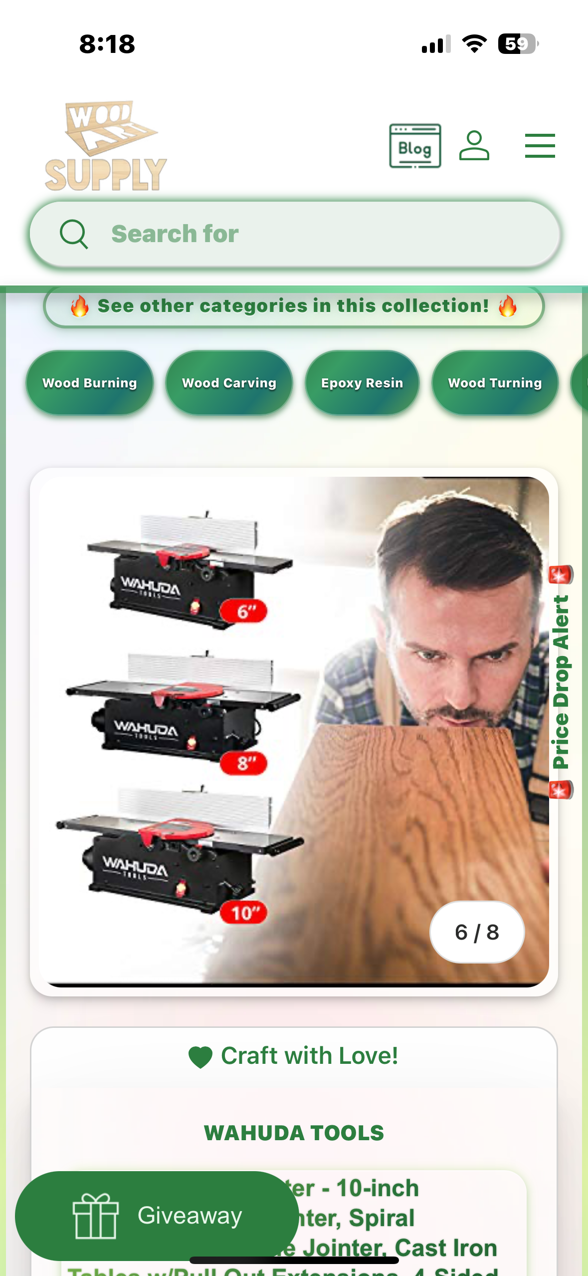 Jointer - 10-inch Benchtop Wood Jointer, Spiral Cutterhead Portable Jointer, Cast Iron Tables w/Pull Out Extensions, 4-Sided Carbide Tips & 12amp Motor, Woodworking Tools (50110CC-WHD) (G849)