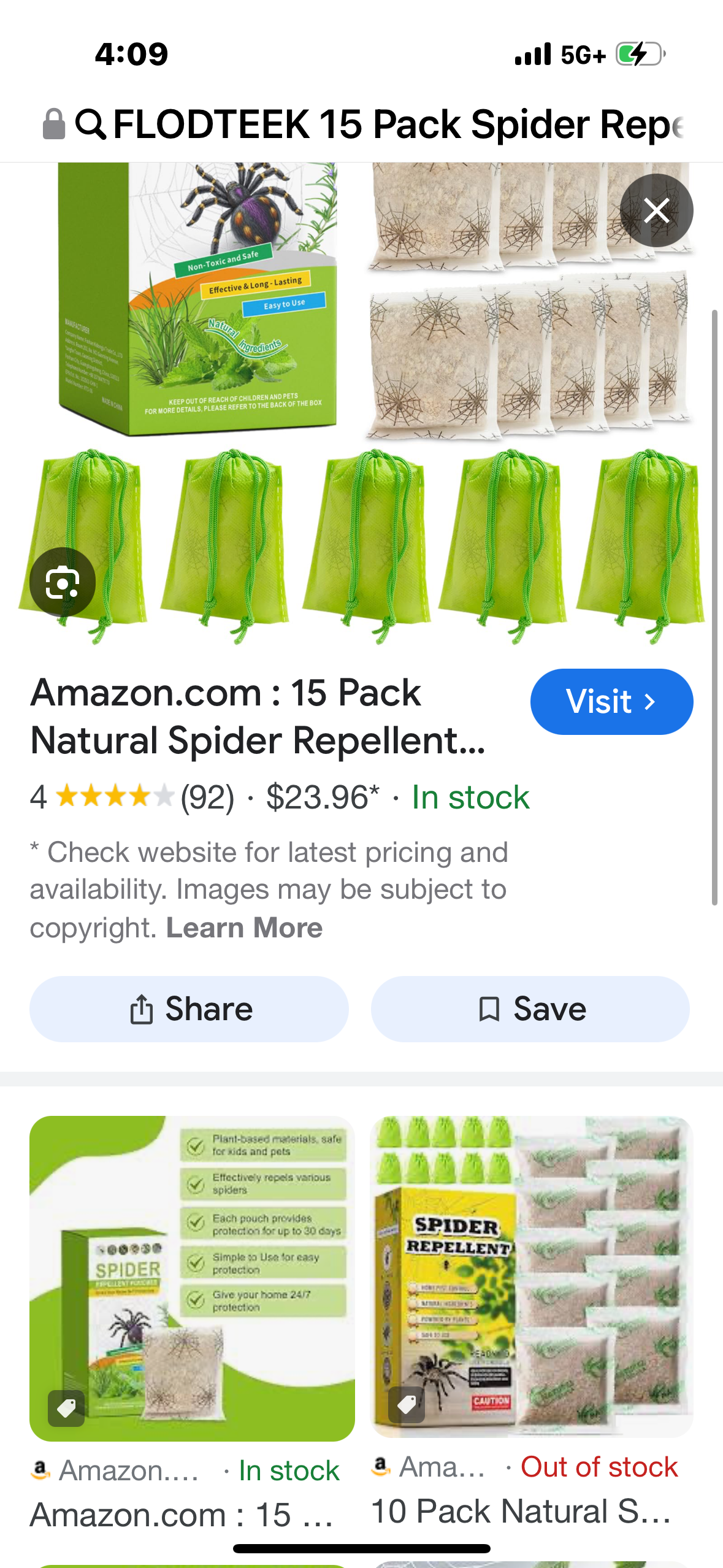 15 Pack Spider Repellent Pouches - Natural, Long-Lasting Protection with Peppermint, Effective Indoor & Outdoor Spider Control for Home, Garage, Basement, Attic and More, Safe and Easy to Use