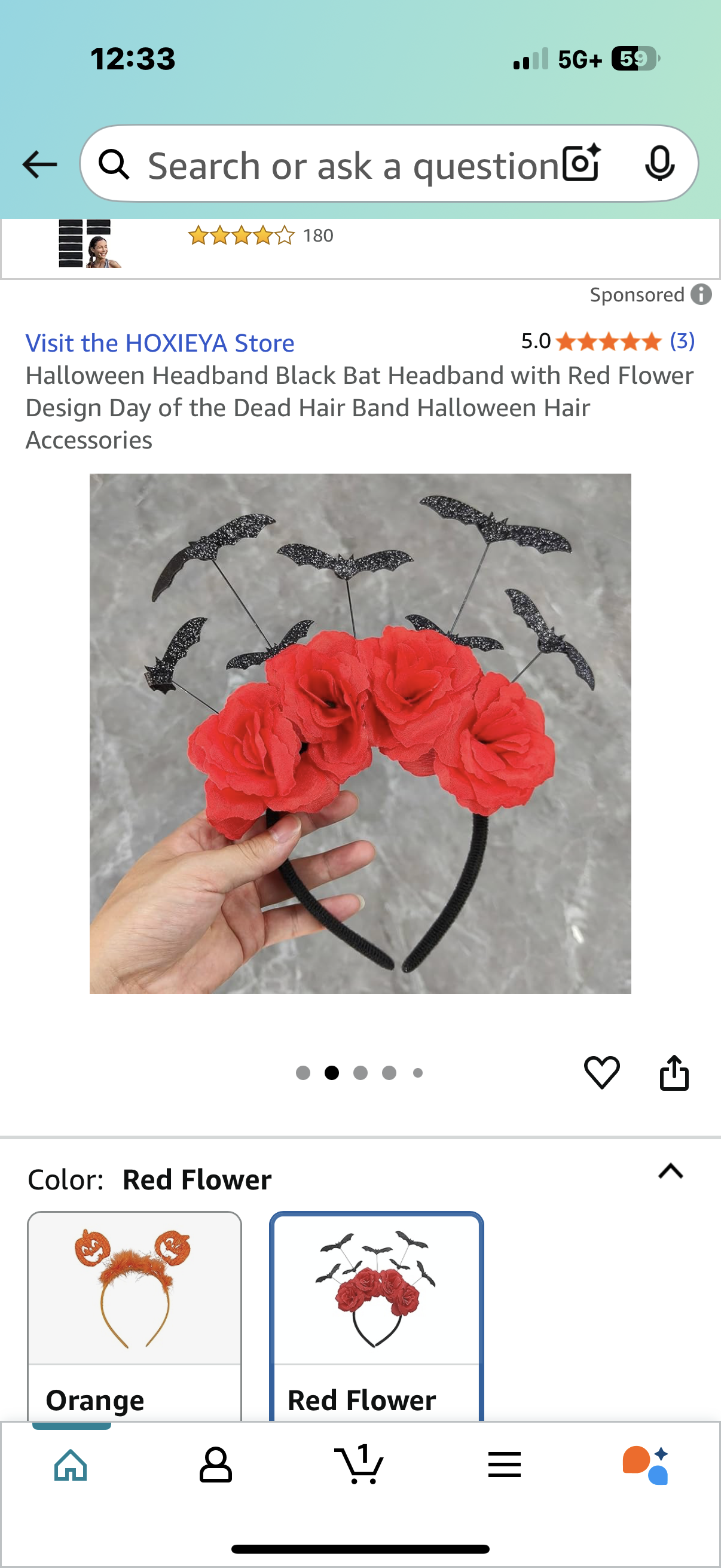 Halloween Headband Black Bat Headband with Red Flower Design Day of the Dead Hair Band Halloween Hair Accessories