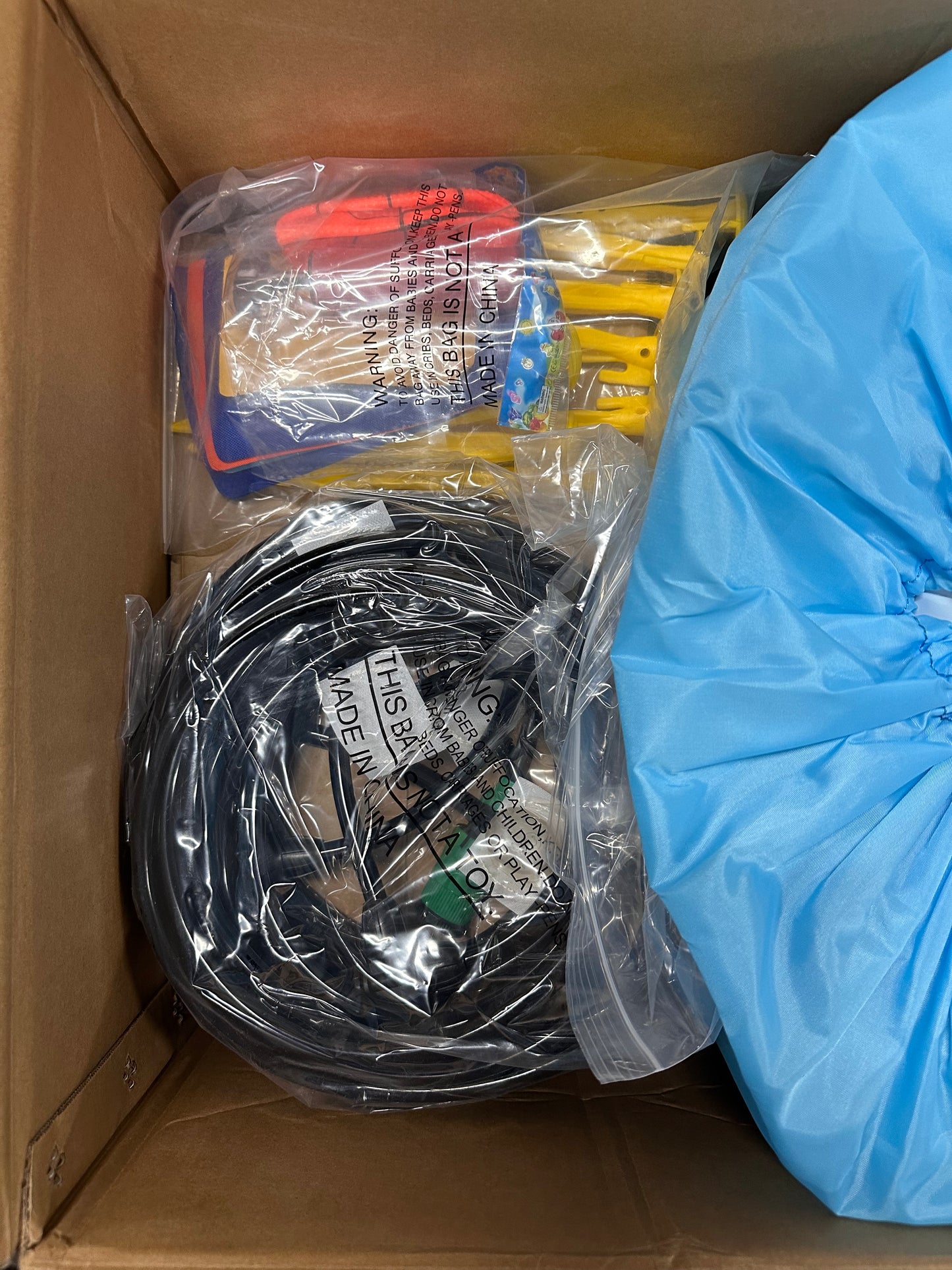 HAPCAP Inflatable Water Slide with Air Blower, Three Water Slides, 2
Climbing Walls, Tunnel, Obstacle Bar, Outdoor Backyard, 13.8 ft x 13.5 ft (W501)