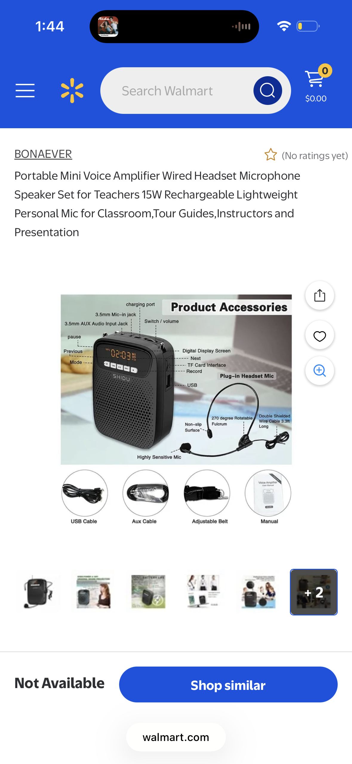 Portable Mini Voice Amplifier Wired Headset Microphone Speaker Set for Teachers 15W Rechargeable Lightweight Personal Mic for Classroom,Tour Guides,Instructors and Presentation