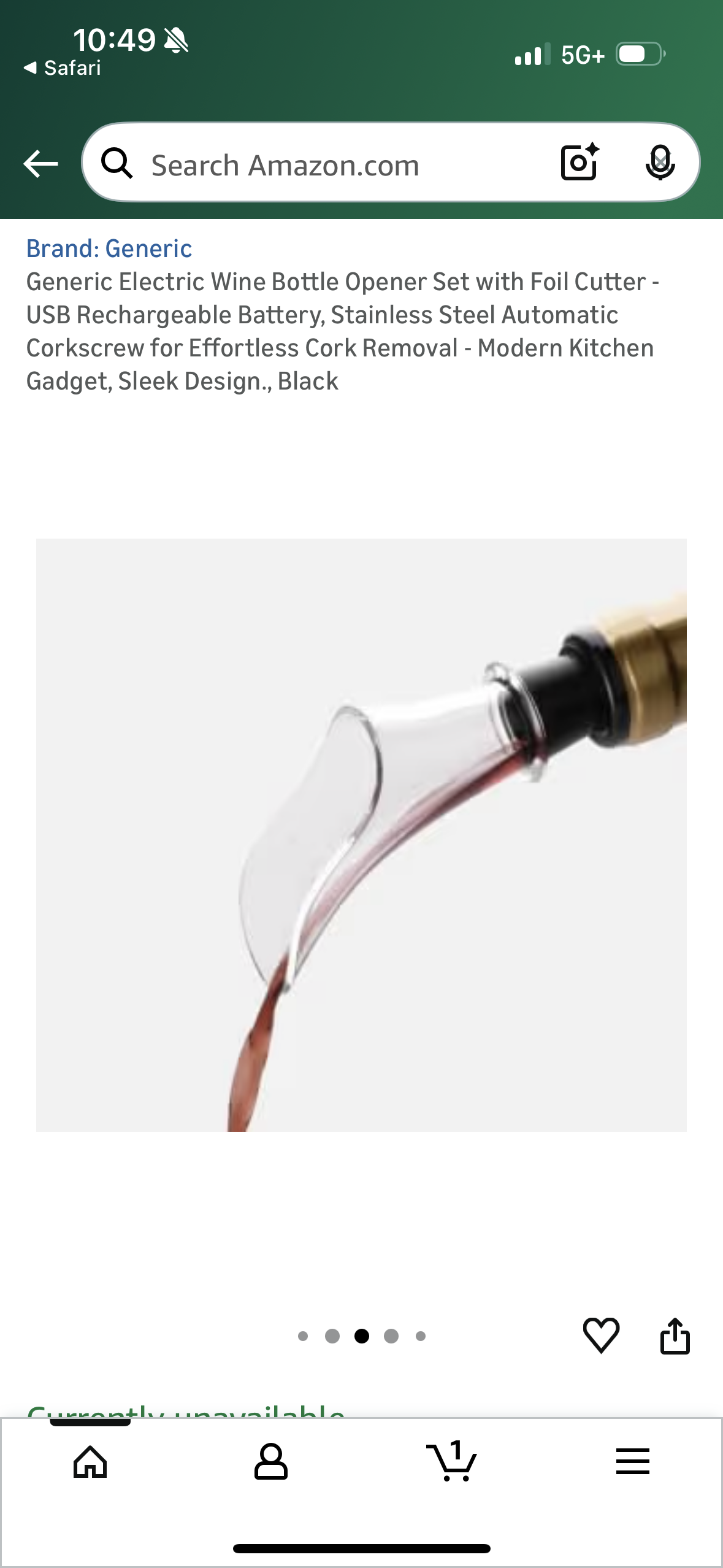 Electric Wine Bottle Opener Set with Foil Cutter - USB Rechargeable Battery, Stainless Steel Automatic Corkscrew for Effortless Cork Removal - Modern Kitchen Gadget, Sleek Design., Black