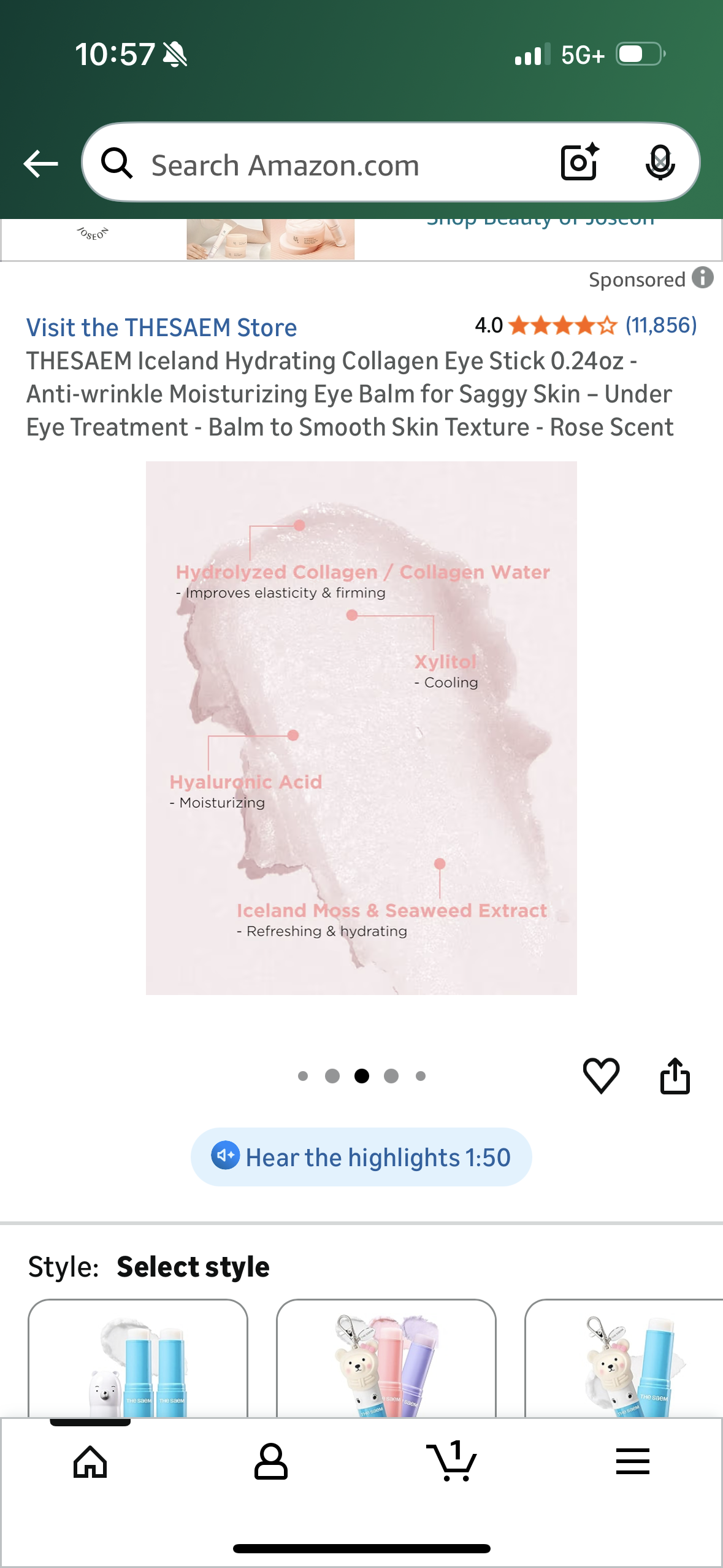 *2 Pack* Iceland Hydrating Collagen Eye Stick 0.24oz - Anti-wrinkle Moisturizing Eye Balm for Saggy Skin – Under Eye Treatment - Balm to Smooth Skin Texture - Rose Scent