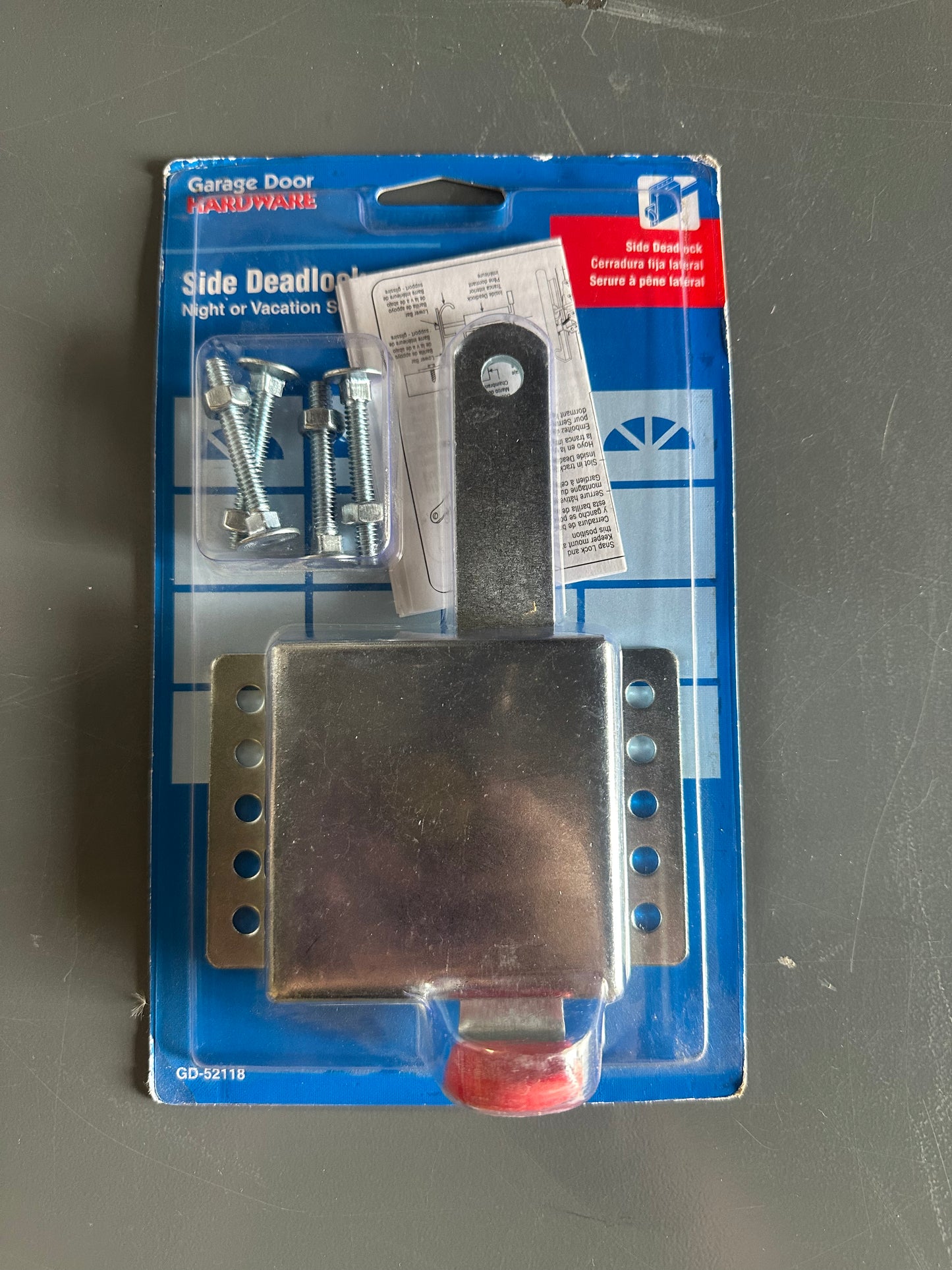 Garage Door Side Deadlock – Heavy Duty Galvanized Steel Housing, Fits Most Garage Doors, Extra Protection as a Security Lock, 7/8 x 1/8In. (Single Pack)