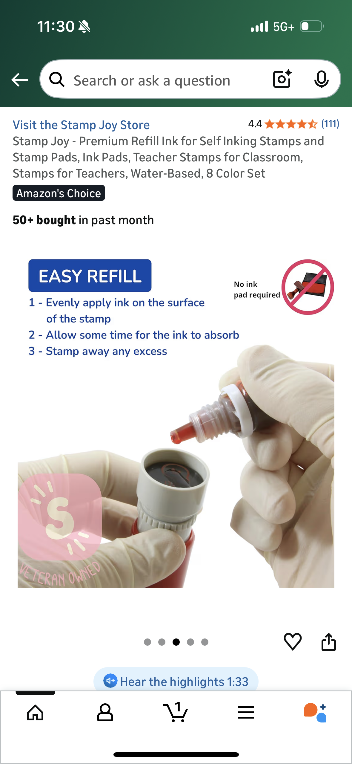 Stamp Joy - Premium Refill Ink for Self Inking Stamps and Stamp Pads, Ink Pads, Teacher Stamps for Classroom, Stamps for Teachers, Water-Based, 8 Color Set