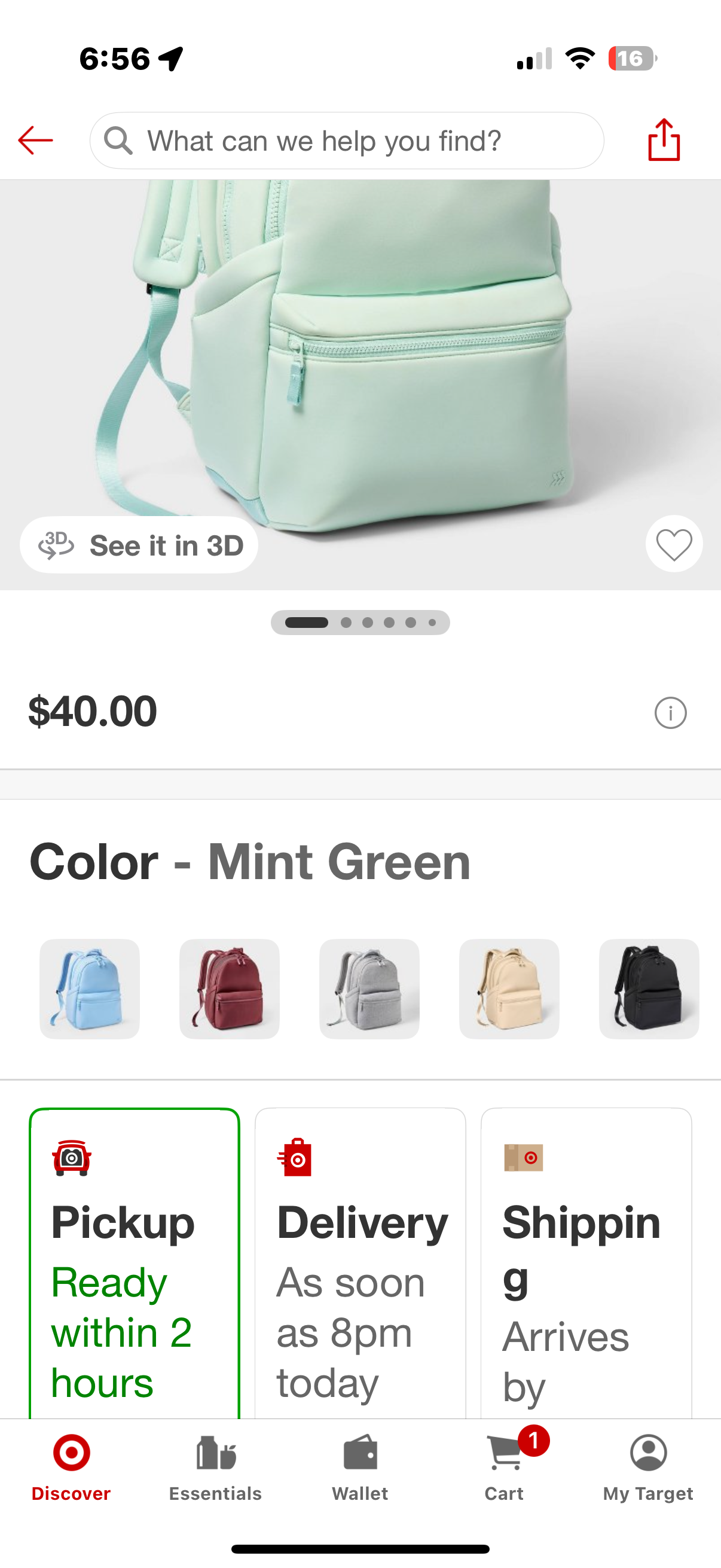 14L Faux Neoprene Backpack - All In Motion™ Mint: Water-Resistant College Bookbag
