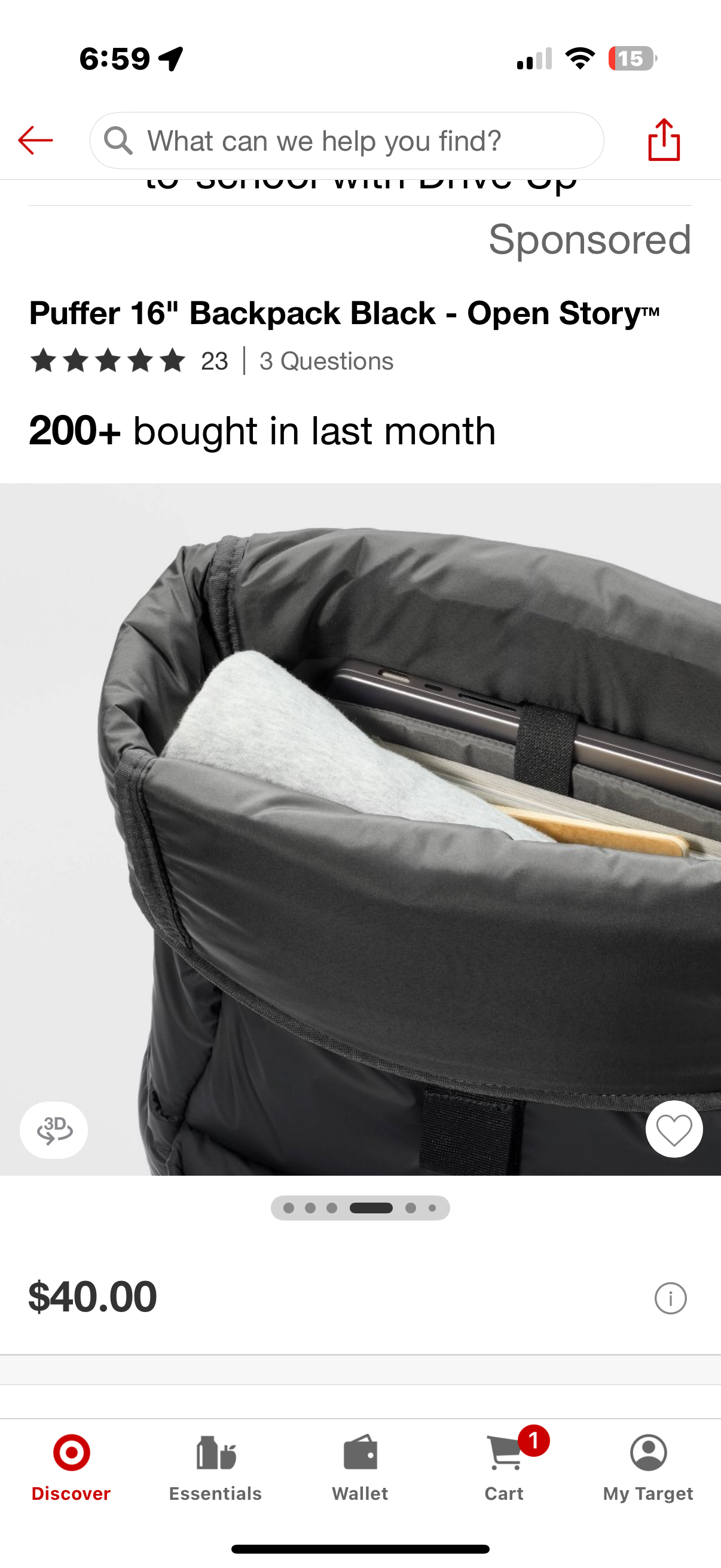Puffer 16" Backpack Black - Open Story™