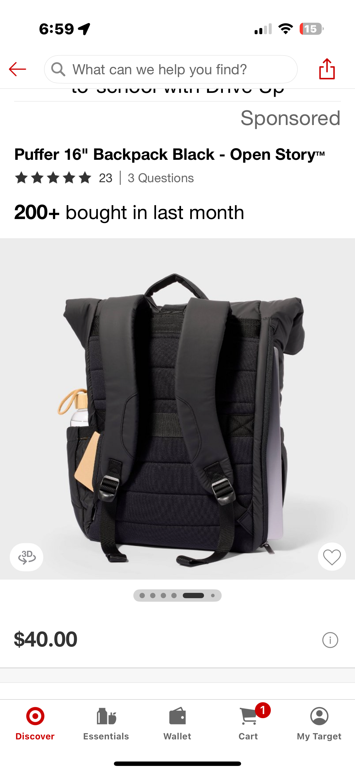 Puffer 16" Backpack Black - Open Story™