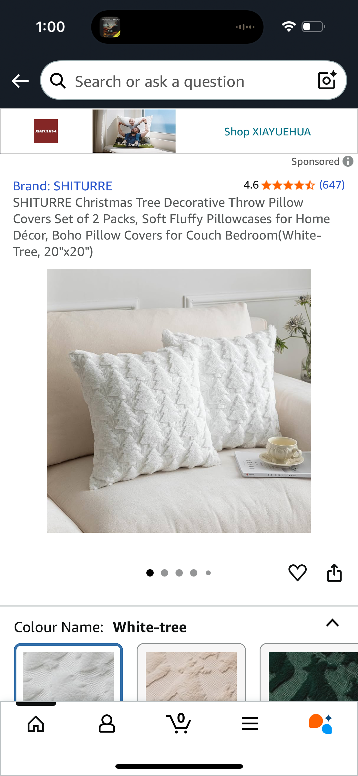 SHITURRE Christmas Tree Decorative Throw Pillow Covers Set of 2 Packs, Soft Fluffy Pillowcases for Home Décor, Boho Pillow Covers for Couch Bedroom(White-Tree, 20"x20")