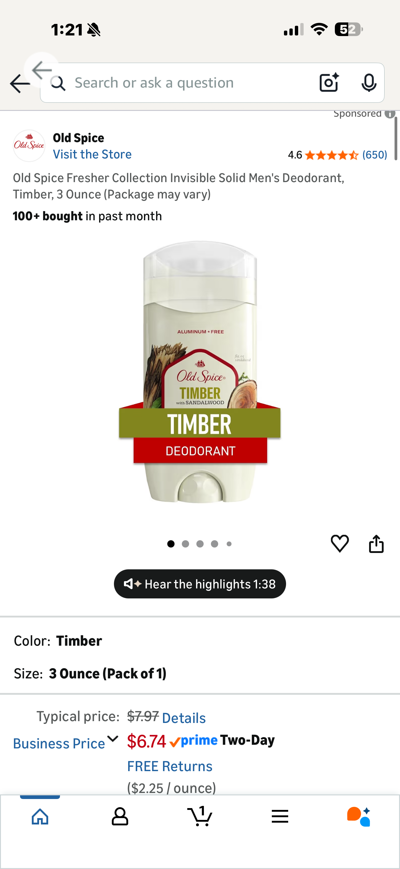 Old Spice Fresher Collection Invisible Solid Men's Deodorant, Timber, 3 Ounce (Package may vary)