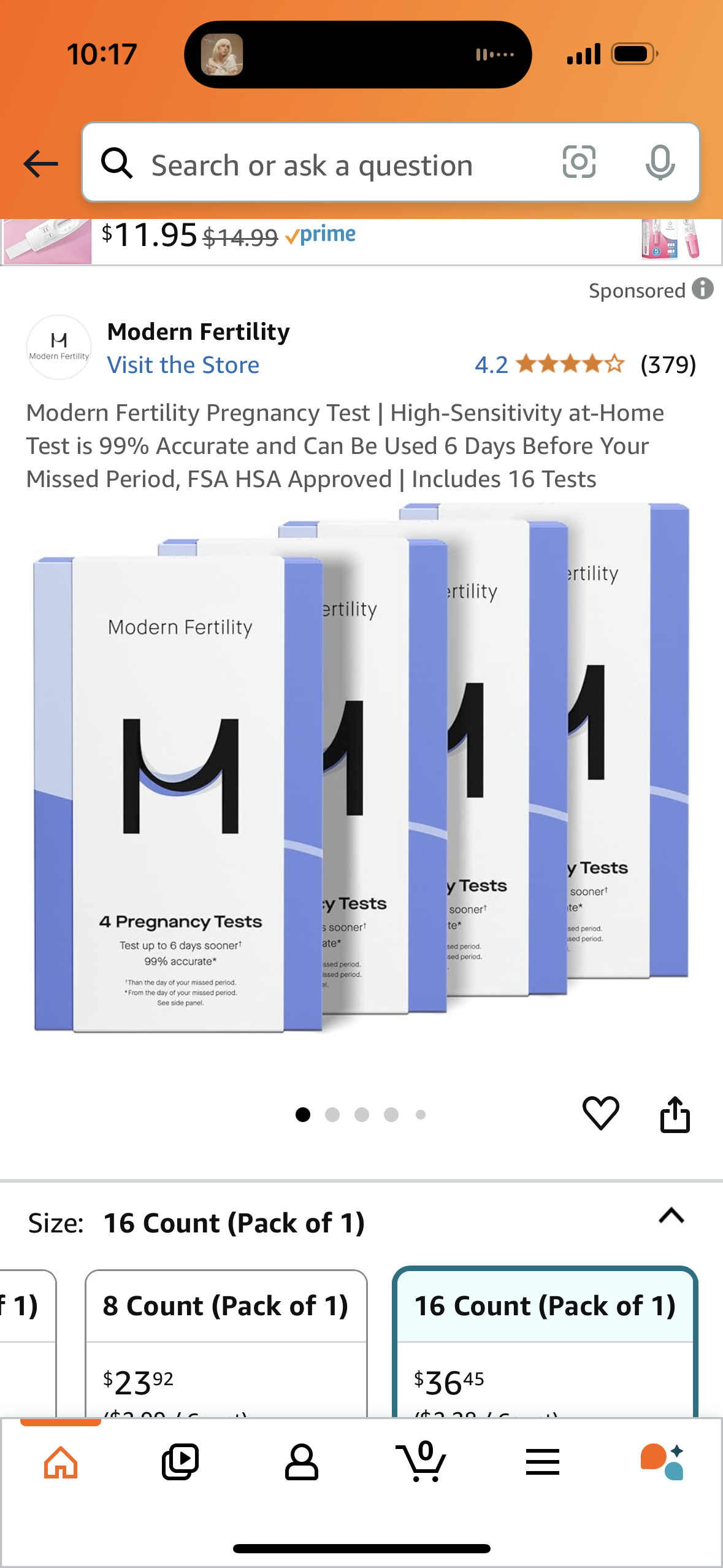 Modern Fertility Pregnancy Test | High-Sensitivity at-Home Test is 99% Accurate and Can Be Used 6 Days Before Your Missed Period, FSA HSA Approved | Includes 16 Tests