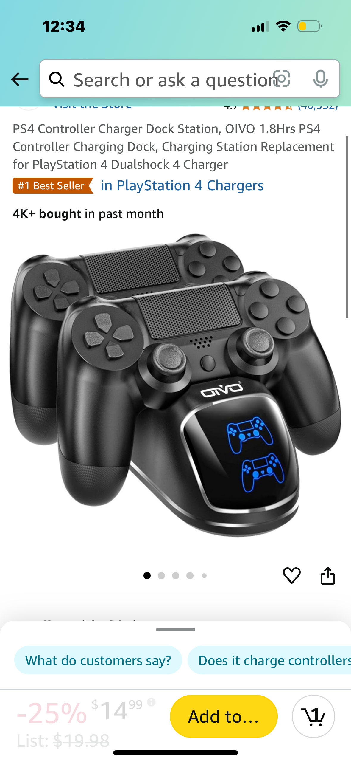 PS4 Controller Charger Dock Station, OIVO 1.8Hrs PS4 Controller Charging Dock, Charging Station Replacement for PlayStation 4 Dualshock 4 Charger