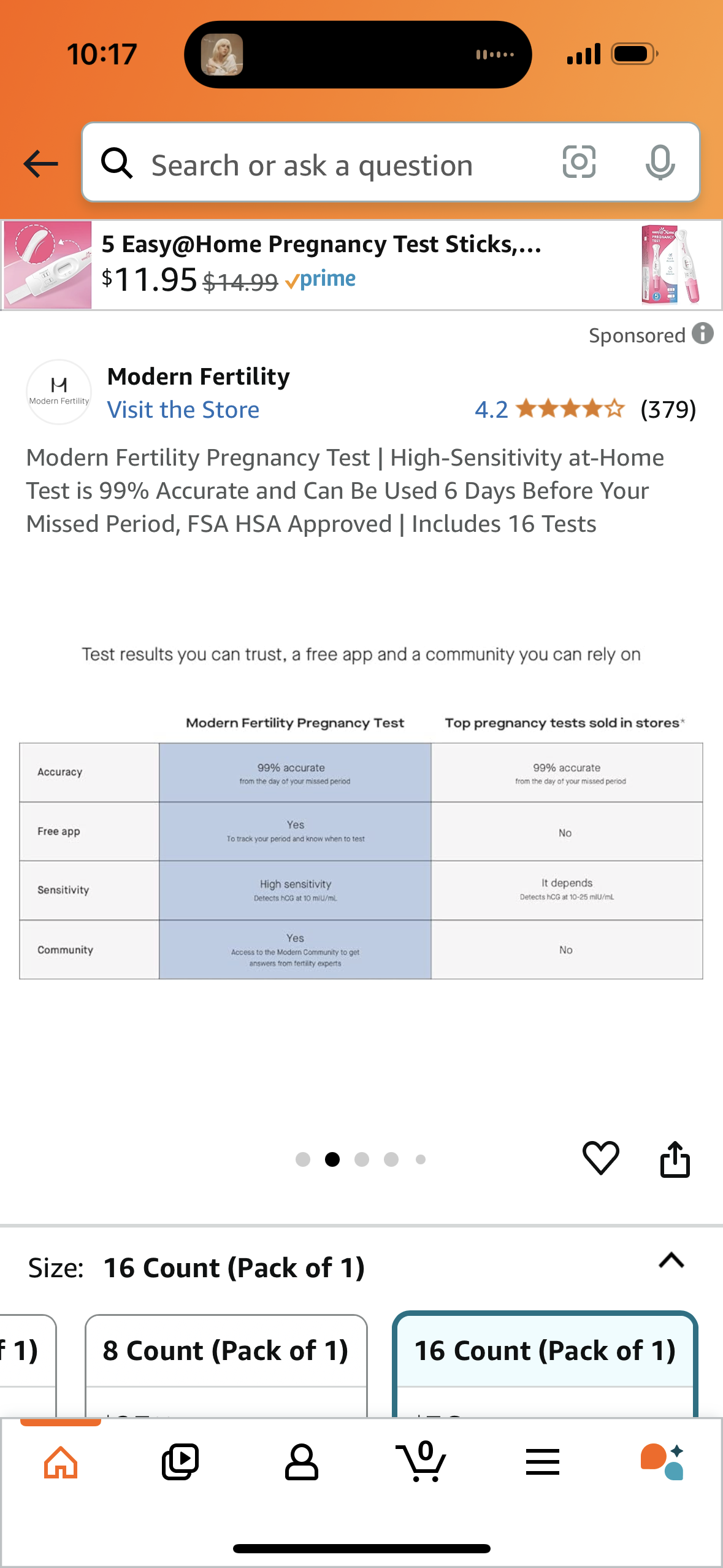 Modern Fertility Pregnancy Test | High-Sensitivity at-Home Test is 99% Accurate and Can Be Used 6 Days Before Your Missed Period, FSA HSA Approved | Includes 16 Tests