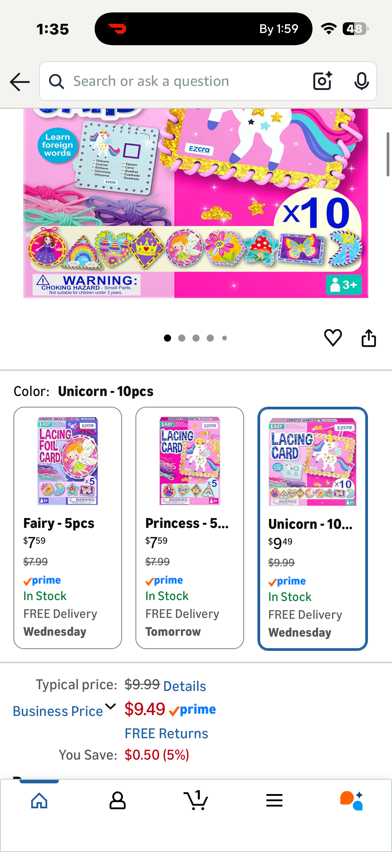 EZCRA Premium Lacing Cards for Kids Ages 3-6 | 10 Double-Sided Unicorn and Fairy Sewing Cards with Multilingual Learning | Durable Cardboard Fine Motor Skills Educational Activity