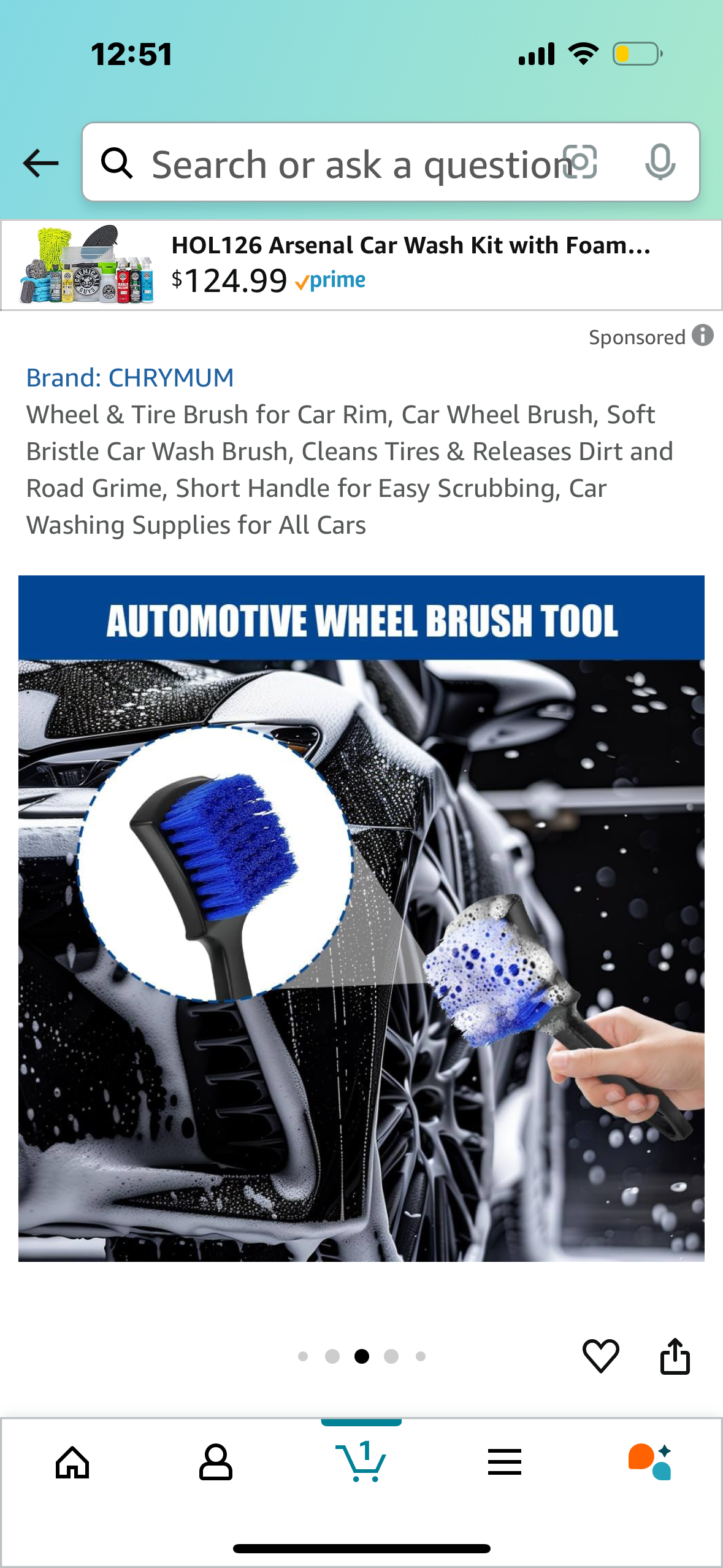 Wheel & Tire Brush for Car Rim, Car Wheel Brush, Soft Bristle Car Wash Brush, Cleans Tires & Releases Dirt and Road Grime, Short Handle for Easy Scrubbing, Car Washing Supplies for All Cars