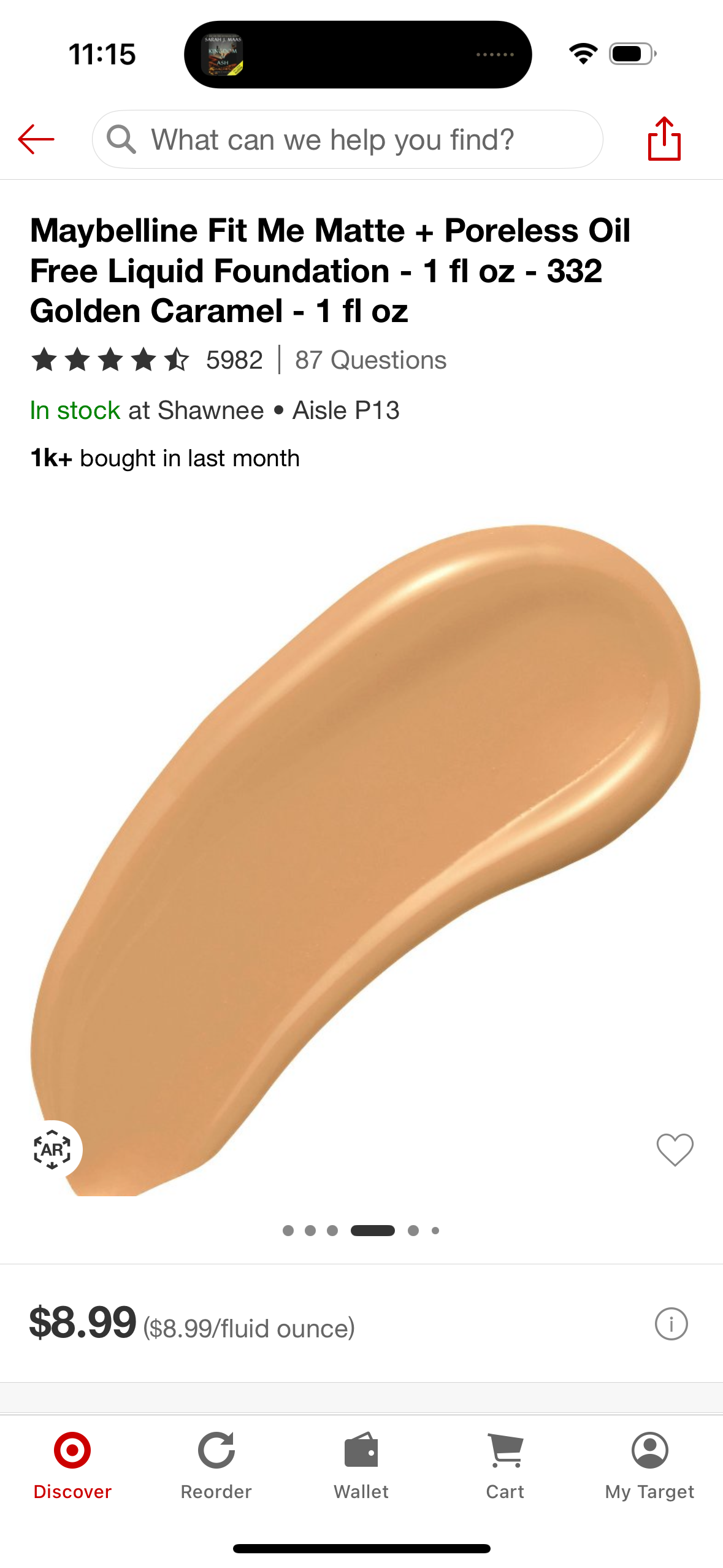 Maybelline Fit Me Matte + Poreless Oil Free Liquid Foundation - 1 fl oz - 332 Golden Caramel - 1 fl oz