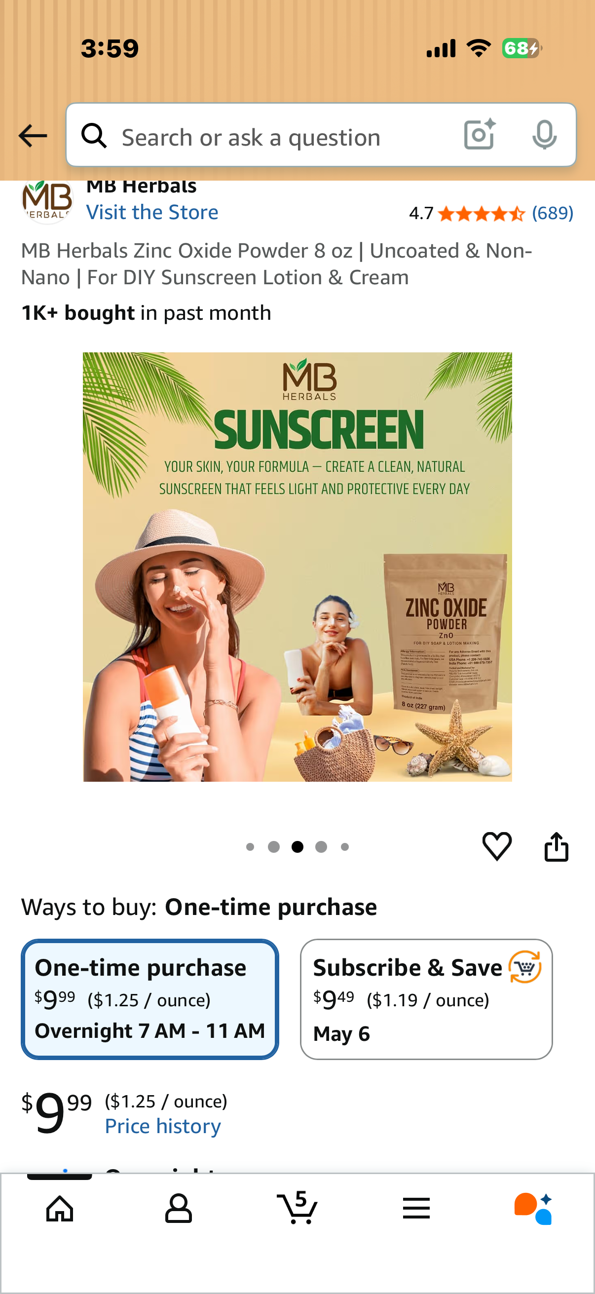MB Herbals Zinc Oxide Powder 8 oz | Uncoated & Non-Nano | For DIY Sunscreen Lotion & Cream