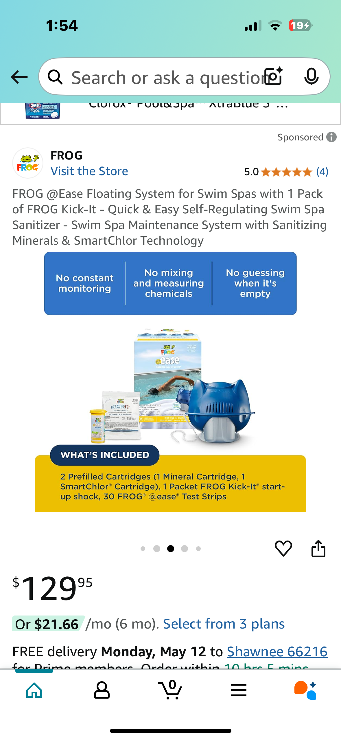 FROG @Ease Floating System for Swim Spas with 1 Pack of FROG Kick-It - Quick & Easy Self-Regulating Swim Spa Sanitizer - Swim Spa Maintenance System with Sanitizing Minerals & SmartChlor Technology