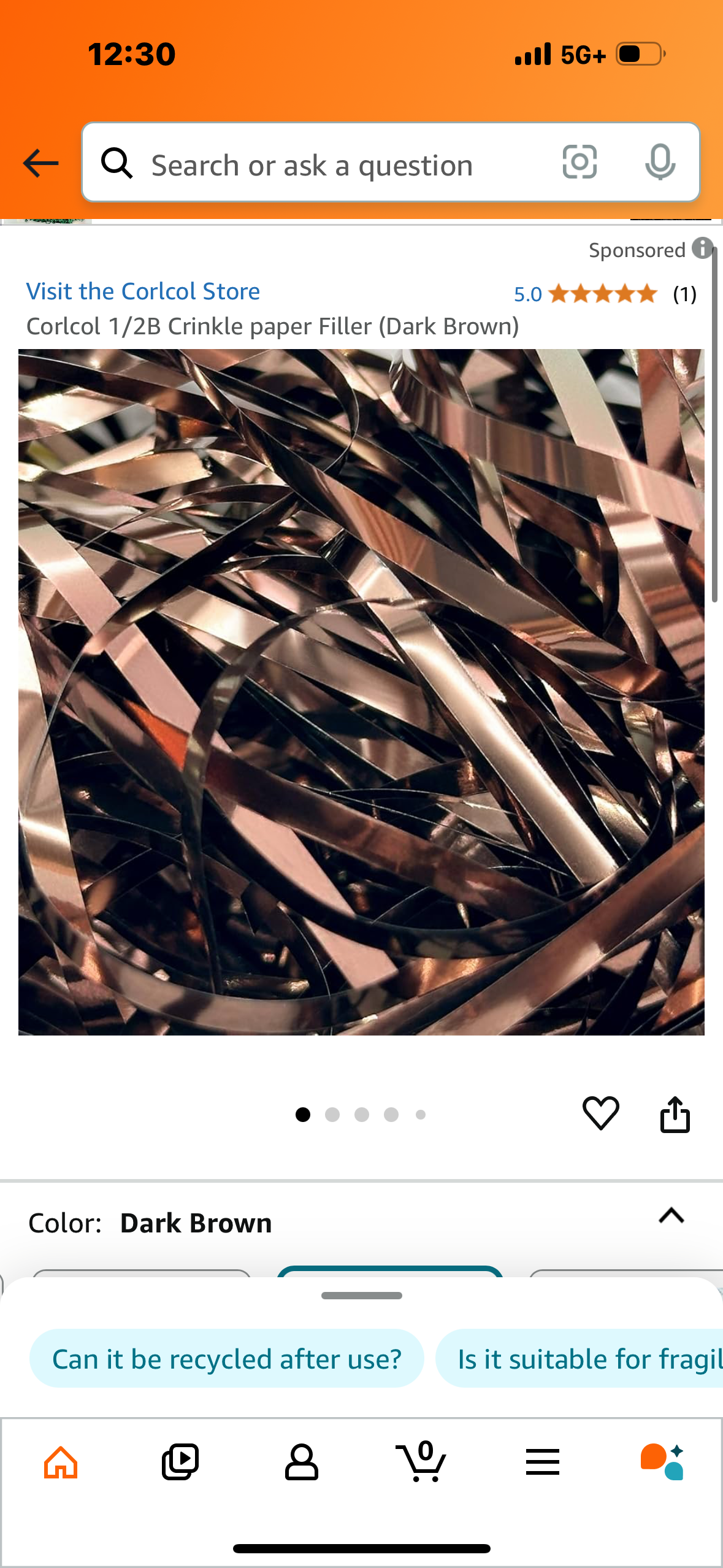 Corlcol 1/2B Crinkle paper Filler (Dark Brown