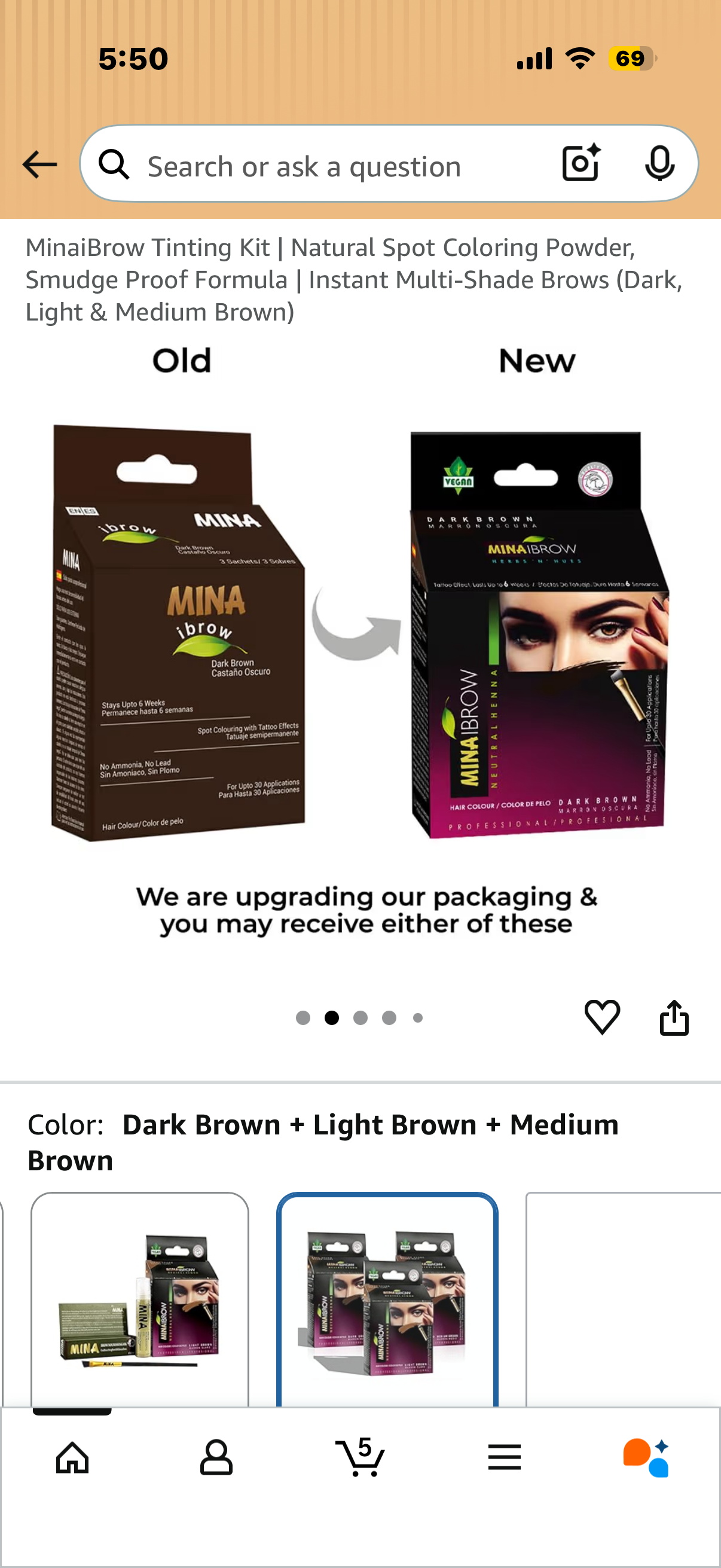 MinaiBrow Tinting Kit | Natural Spot Coloring Powder, Smudge Proof Formula | Instant Multi-Shade Brows (Dark, Light & Medium Brown