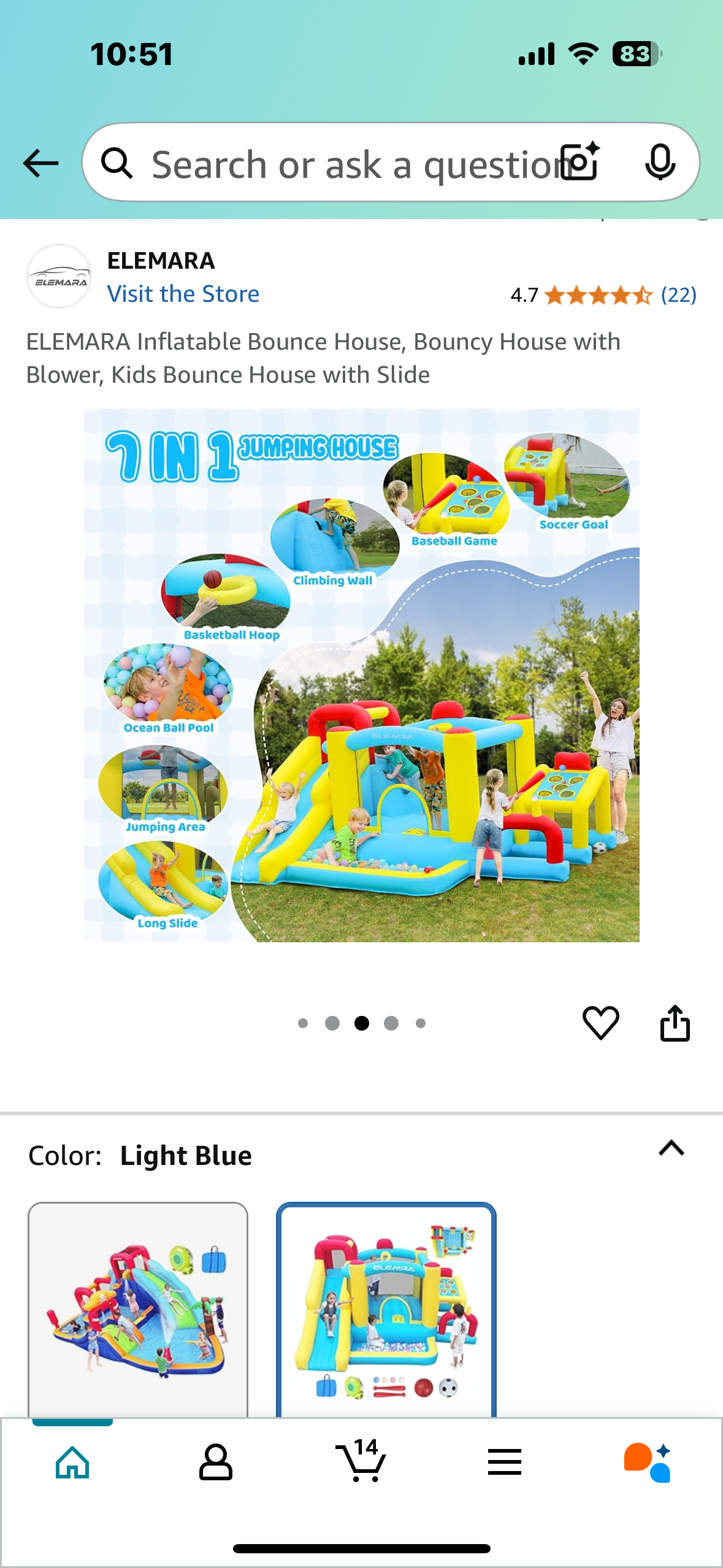 New - ELEMARA Inflatable Bounce House, Bouncy House with Blower, Kids Bounce House with Slide (W439)
