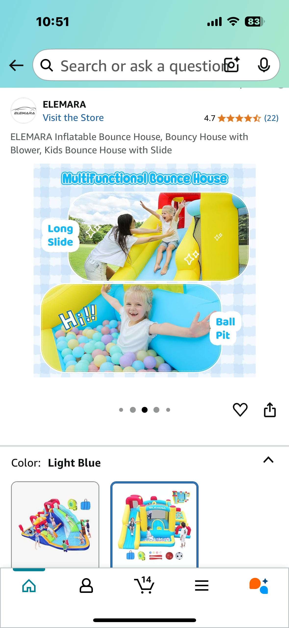 New - ELEMARA Inflatable Bounce House, Bouncy House with Blower, Kids Bounce House with Slide (W439)