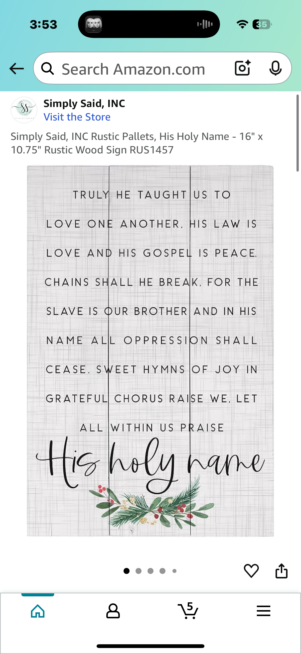 Simply Said, INC Rustic Pallets, His Holy Name - 16" x 10.75" Rustic Wood Sign RUS1457